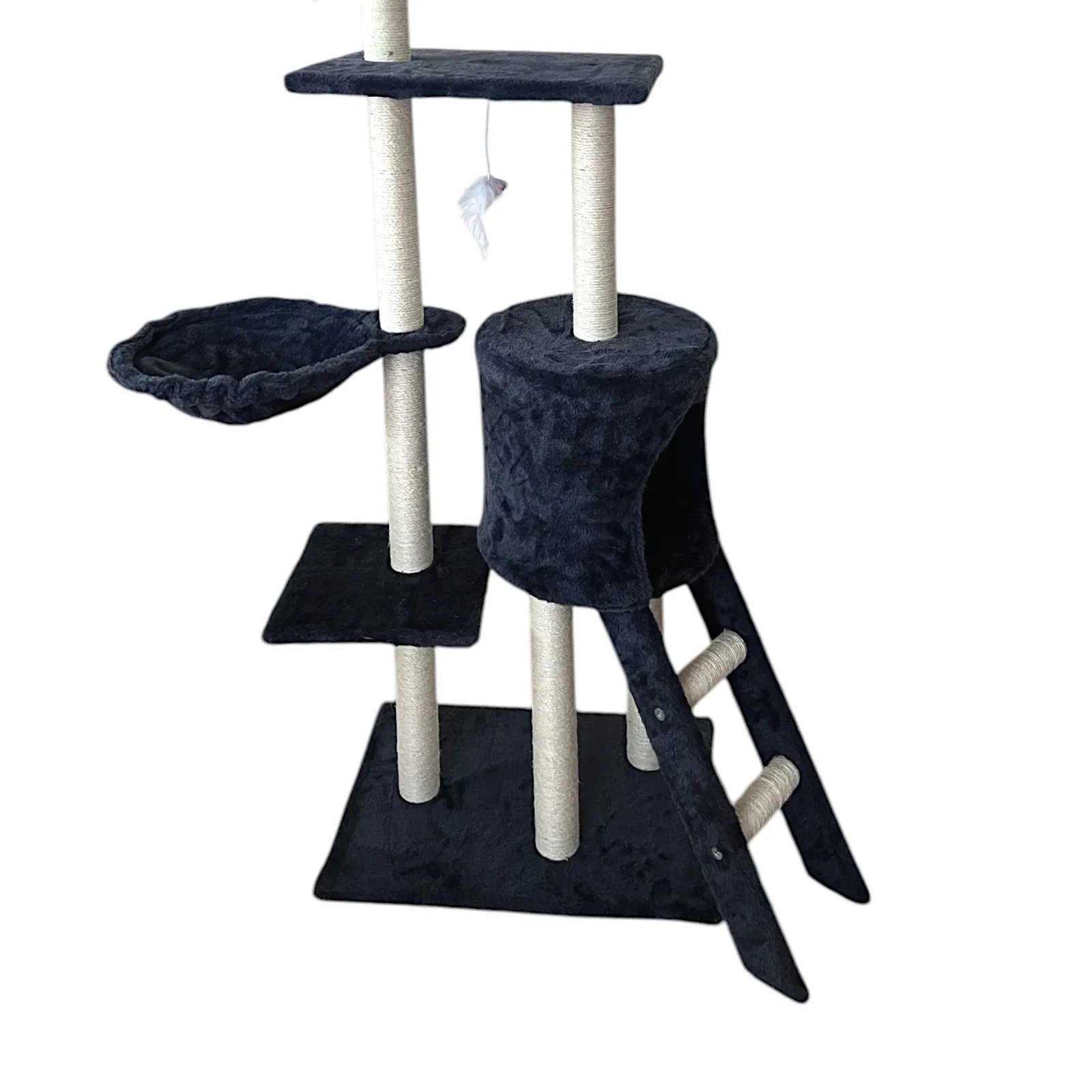 50x35x138 cm Grey Tree Scratcher Natural Sisal Pole Cat Tree with Platform Tower Climber Scratcher for 2-3 Medium Cats Stable Scratcher with Nidos Hammock Platforms Toy. CT23 PCT