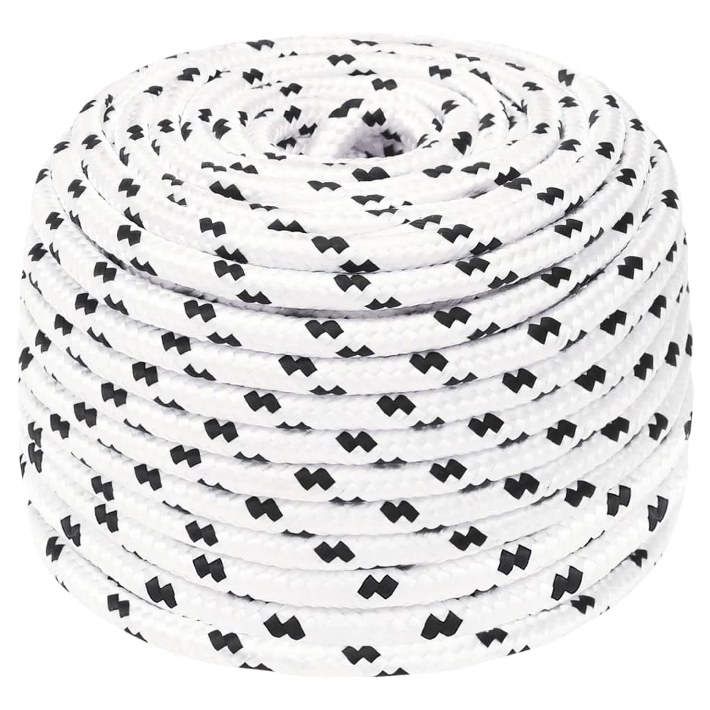 VidaXL white polyester braided boat rope 6 mm x 100 m