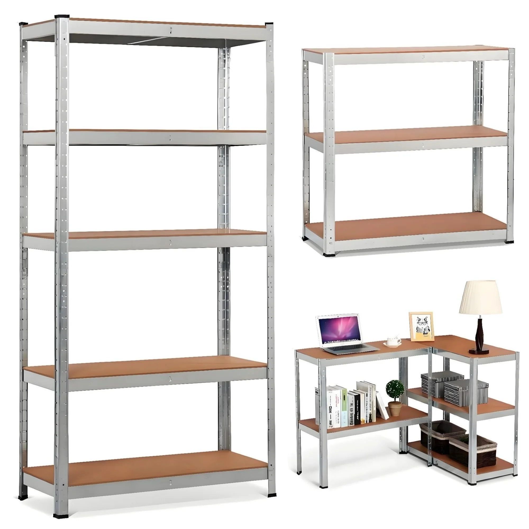 Estantería con 5 Baldes - Capacidad de 875 kg, 183 cm de Altura, 91 cm de Ancho y 46 cm de Profundidad - Estructura de Acero Galvanizado, Perfecta para Cocina, Oficina, Garaje y Más (NAVE-002 2790 D1)