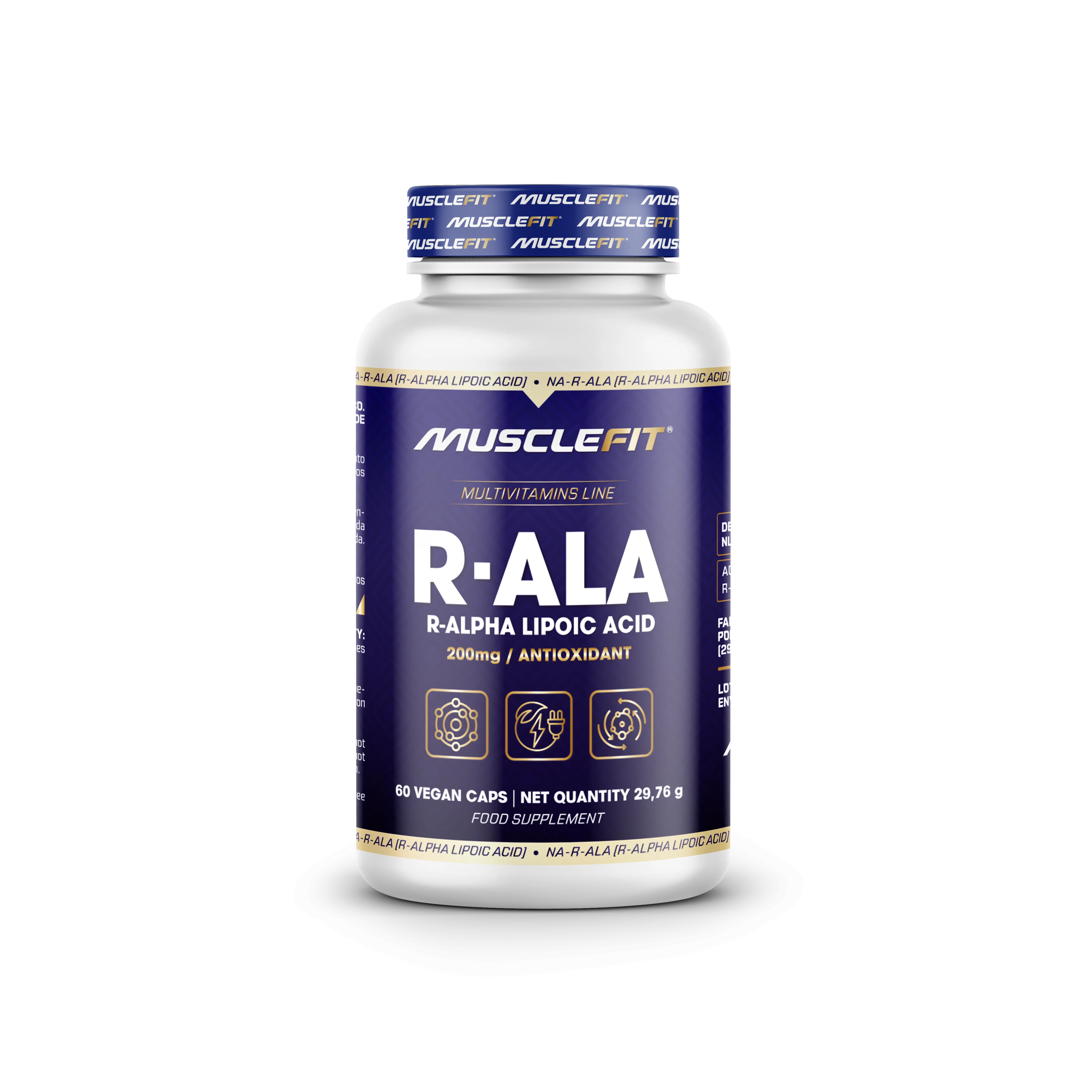 R-ALA Ácido ALFA - R Lipoico - MuscleFit│60 cápsulas│Antioxidante - MUSCLECULT