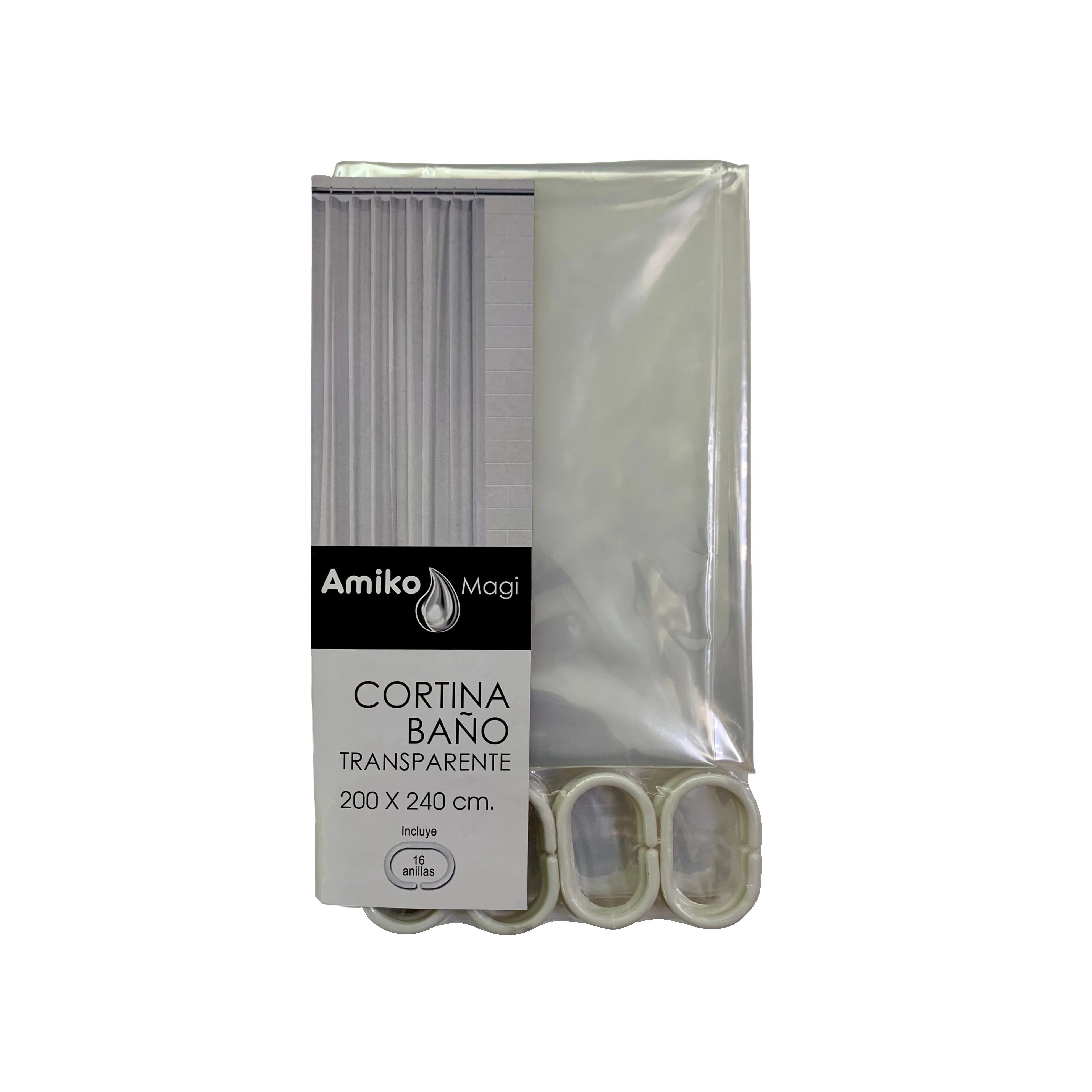 CORTINA DE DUCHA AMIKO 240X200CM DE COLOR TRANSPARENTE