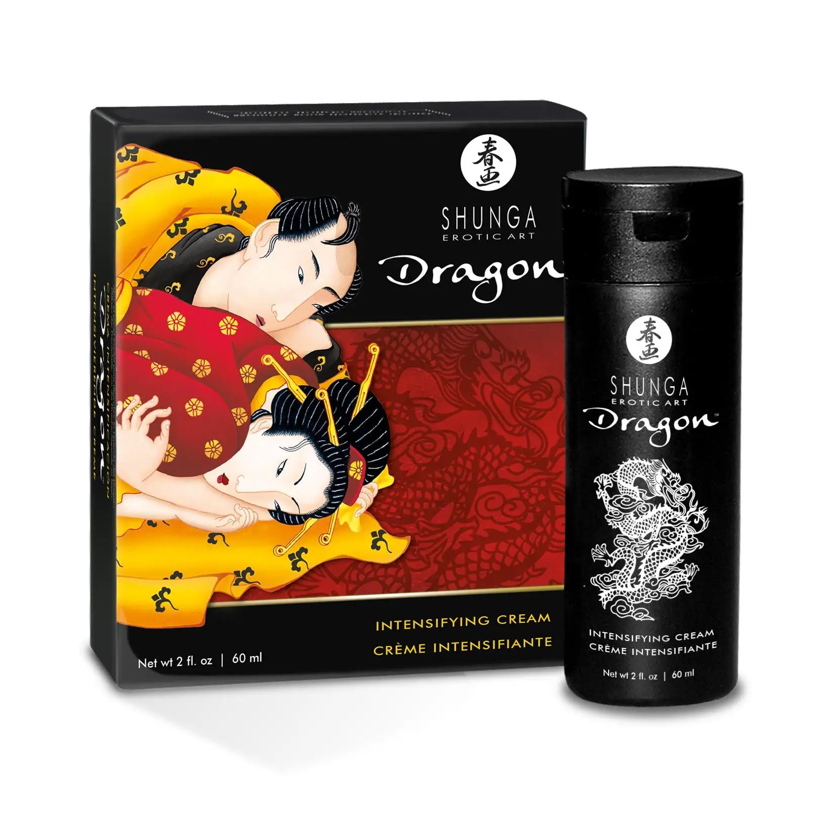 Crema Virility Dragon 60 ml | Shunga | Estimulante Natural para Parejas con Efecto Fuego-Hielo