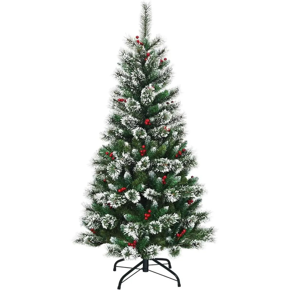ARBOL DE NAVIDAD SILVESTRE 120cm, 210cm. Arbol de Navidad Verde Abeto, Árbol de Navidad Artificial, Verde PVC Árboles Decoración Navideña, con Efecto Nieve y piñas, Soporte de Maderal (con Efecto