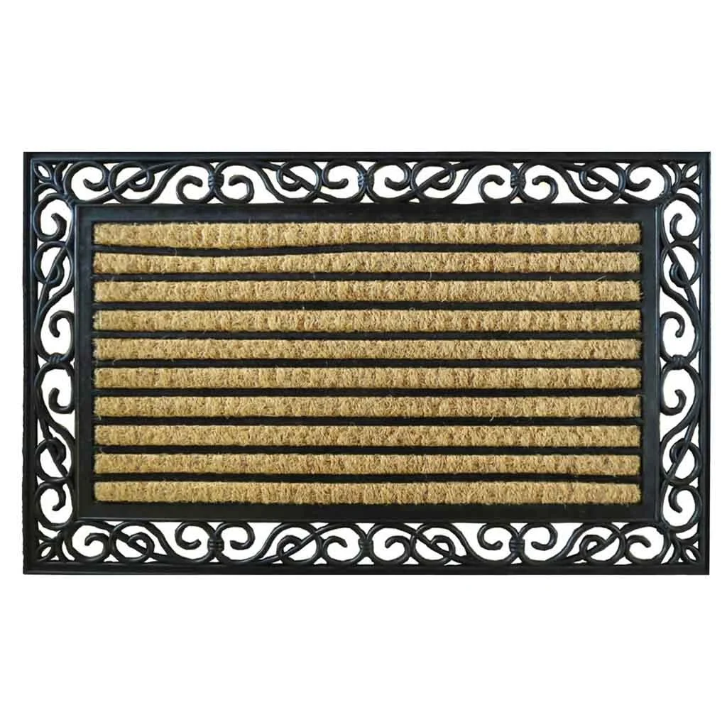 Wonderlust Deco - Felpudo de caucho y coco natural marron 75x45x1 Marrón 45x75x1h cm