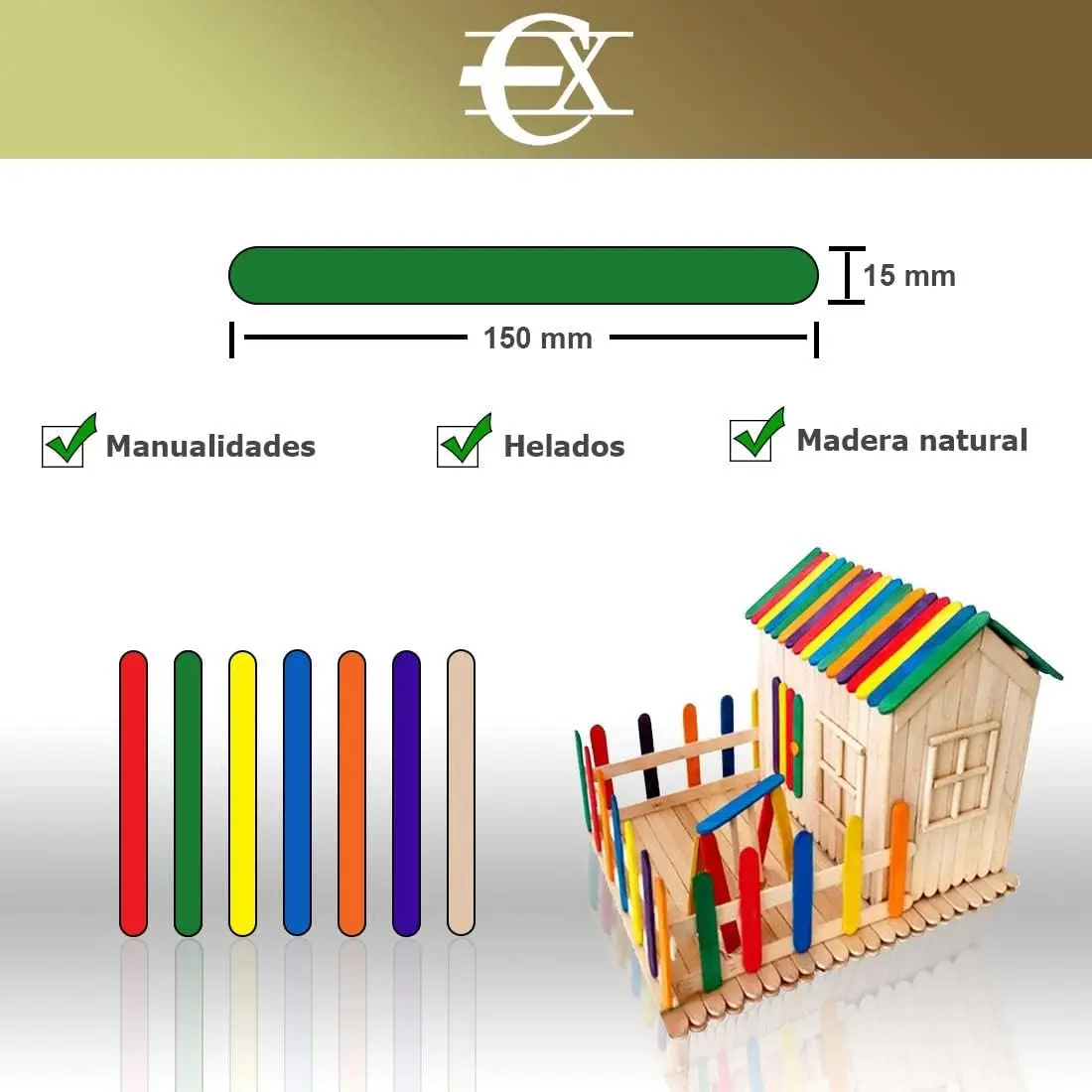 EUROXANTY natural wooden sticks PACK | Workshop depressors | Ice cream sticks | Craft sticks | random color tweezers | 25 PCS colors | 150 mm