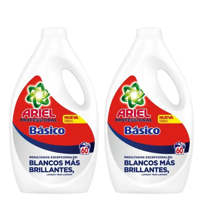 Ariel Detergente Líquido Fórmula Profesional Básico – 2 Unidades de 2.7 L (5.4 L Total), Rinde hasta 120 Lavados