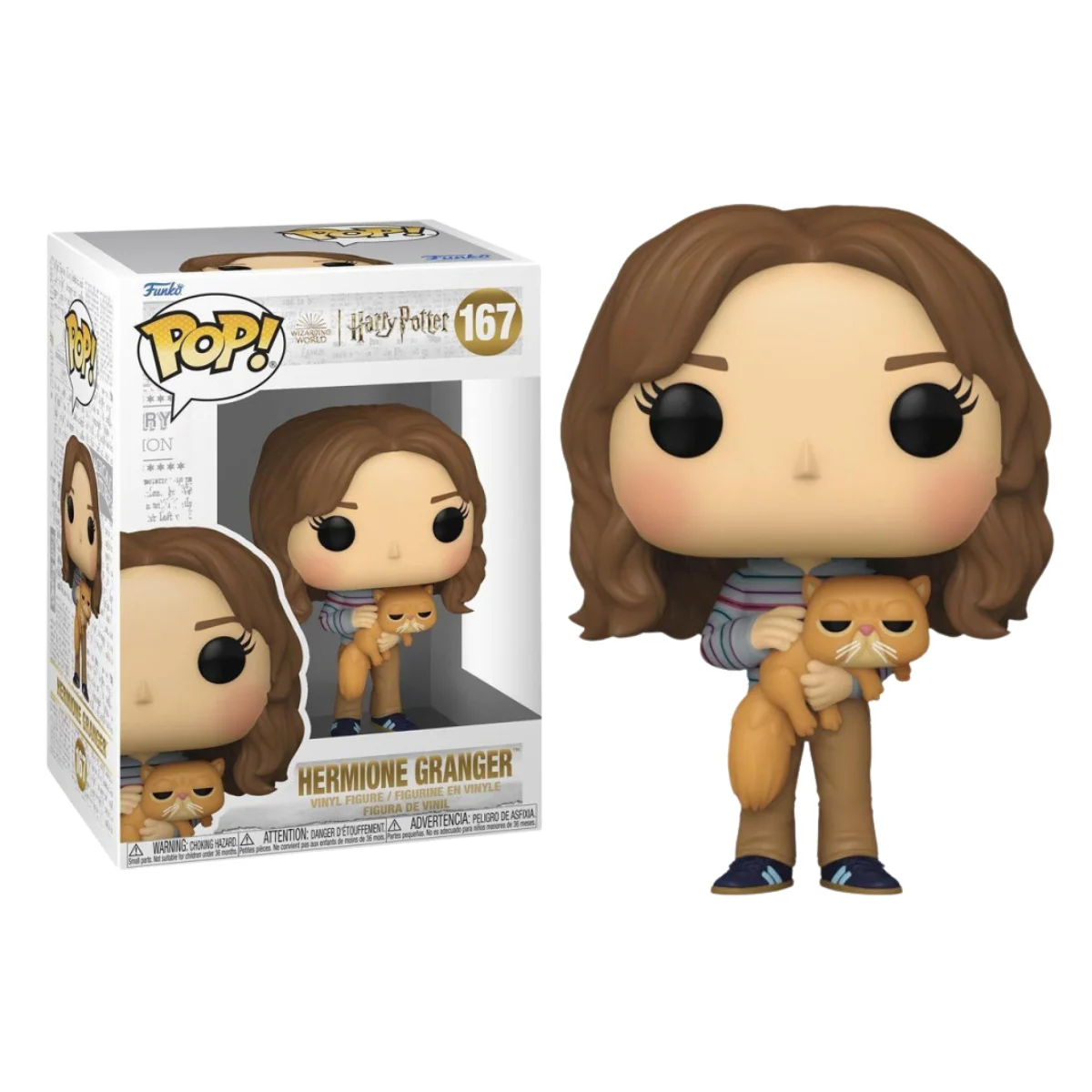 FUNKO POP! HARRY POTTER - HERMIONE GRANGER CON CROOKSHANKS, 76010, Nº167 , PRODUCTO CON LICENCIA OFICIAL, ENVÍO EN 24-48 HORAS PENÍNSULA, FIGURA CABEZONA DE VINILO 100% ORIGINAL