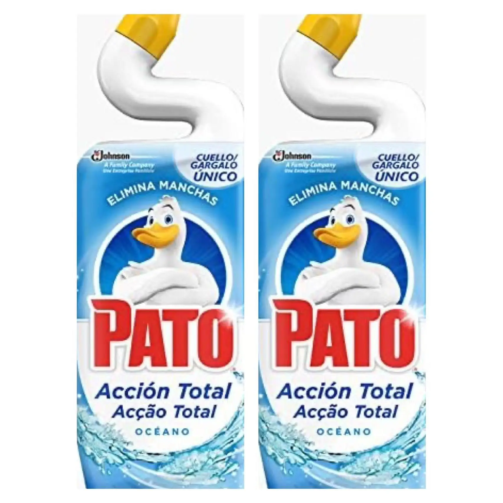 Pato  WC Acción Total limpiador para inodoro Oceano, limpia y perfuma 2 Unidades*750 ml