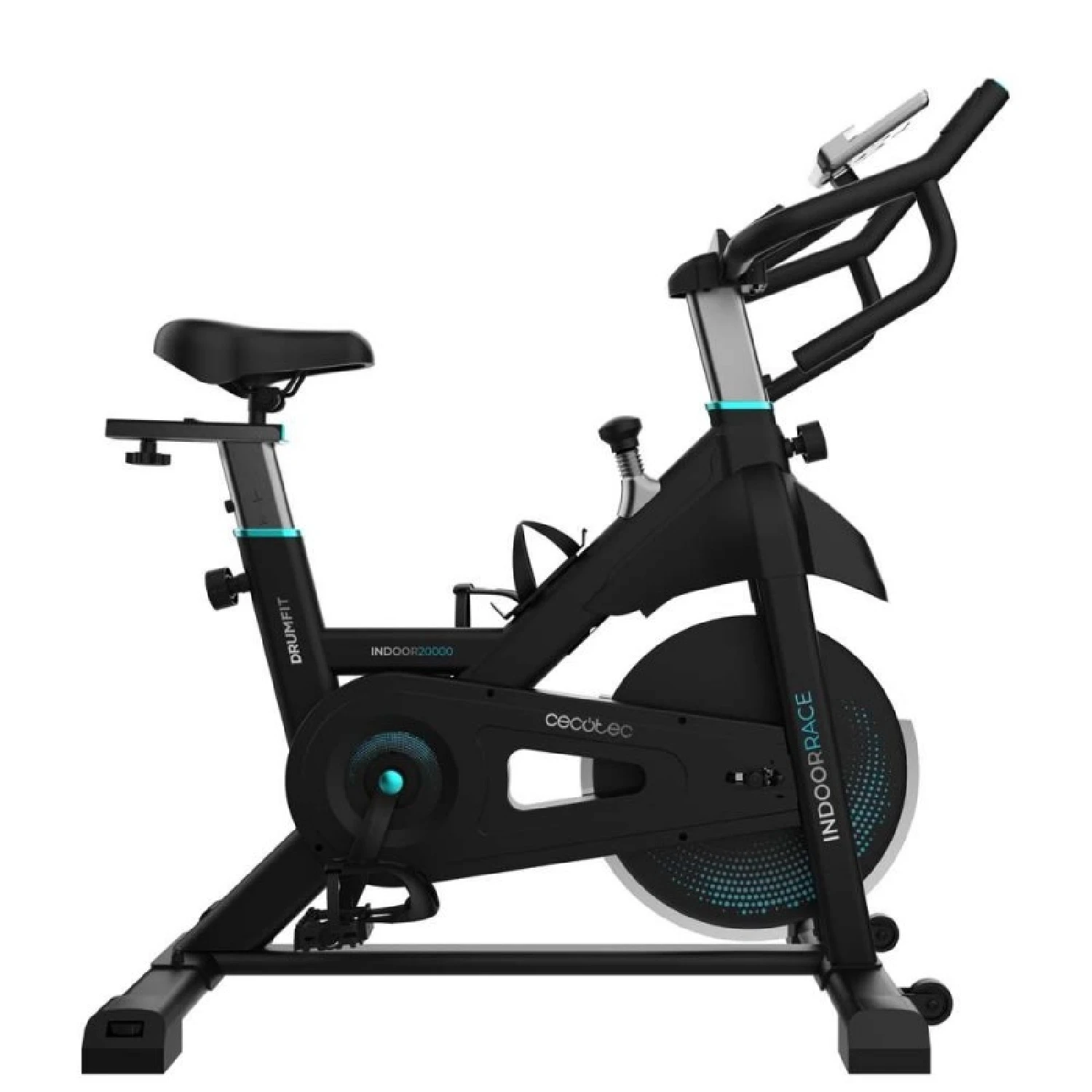 Cecotec Bicicleta Estática Indoor con Volante de Inercia de 20Kg DrumFit Indoor 20000 Race. Pulsómetro, Pantalla LCD