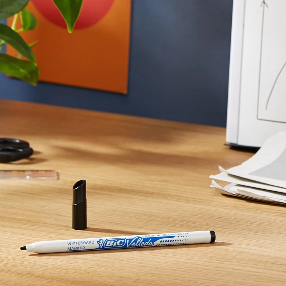 Bic velleda 1721 black fine tip whiteboard marker (box of 24 units)