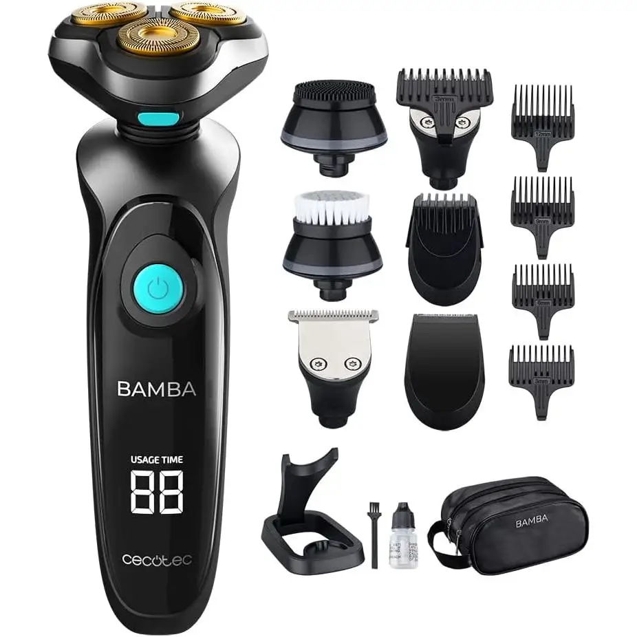 Cecotec Bamba PrecisionCare TwistGroom 10in1 Rasoio Multifunzione, Base di Ricarica, Batteria al Litio, Lame in Acciaio Inox Rivestite in Titanio, Dis