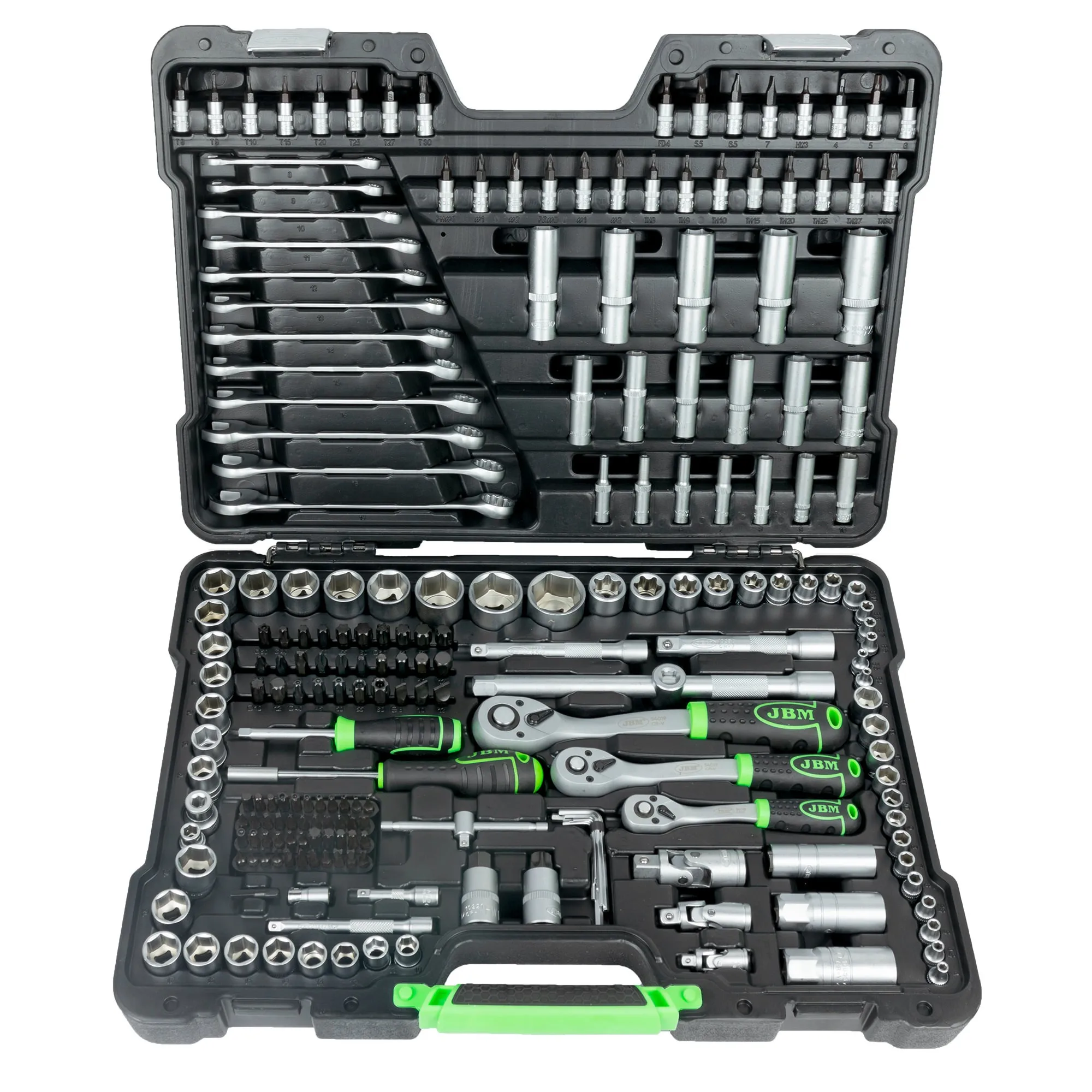 JBM 54034 216-piece tool case with zinc plated hex sockets