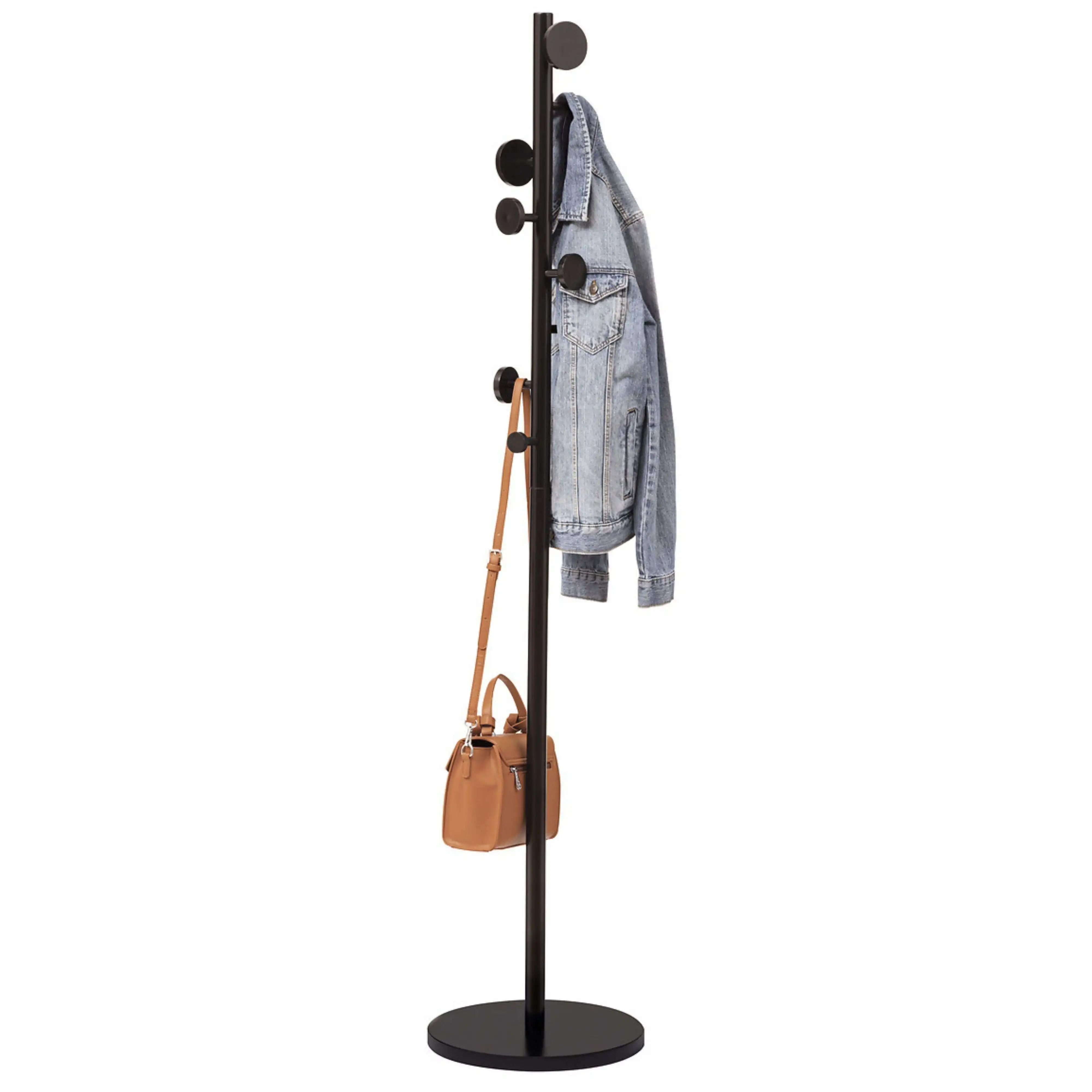 Miroytengo Perchero de pie Recibidor Circle 8 colgadores Estilo Industrial Color Negro 176 cm