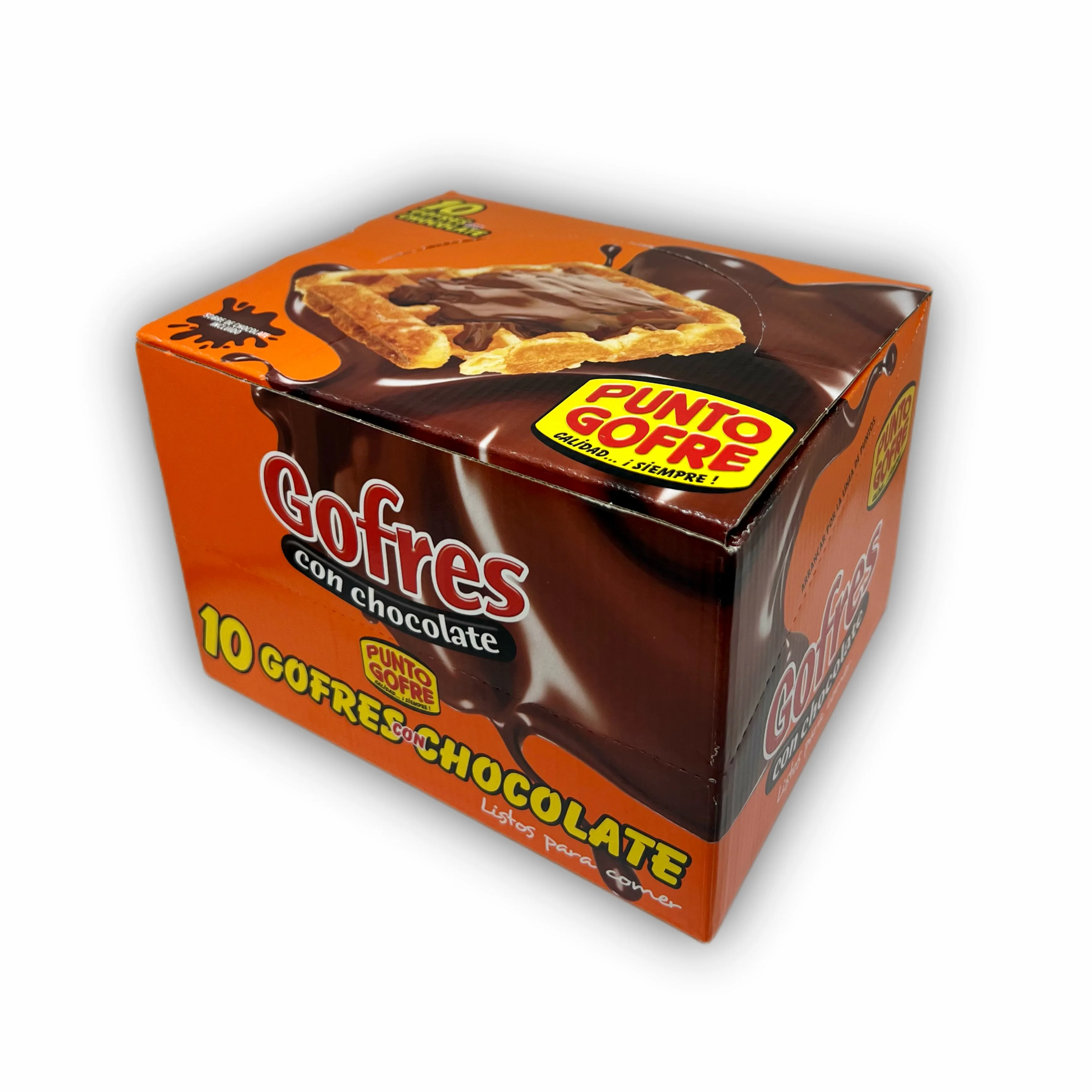 Punto gofre con chocolate 110g. estuche de 10 unidades