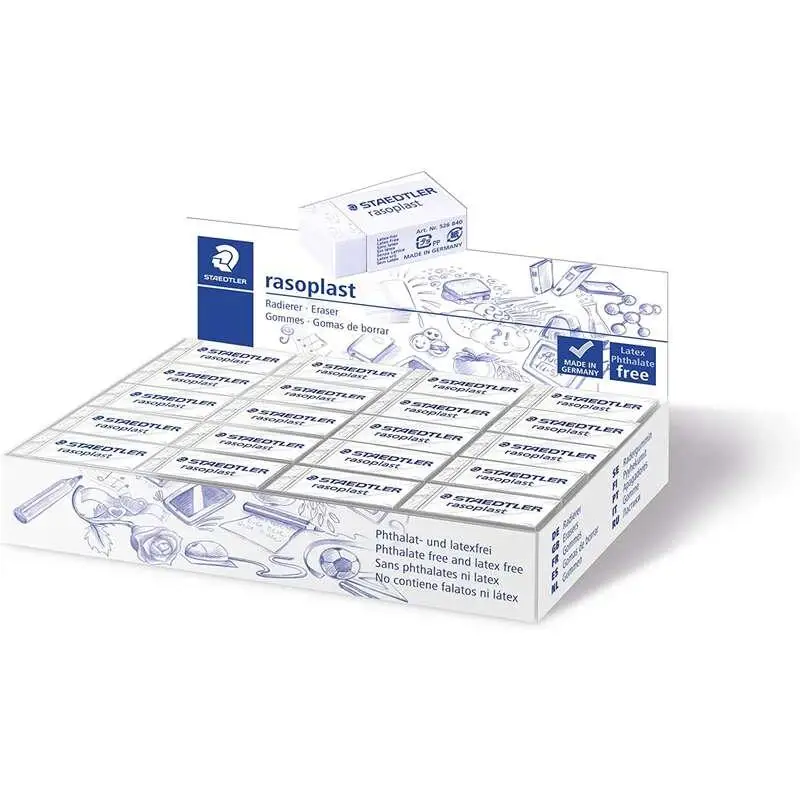 Staedtler rasoplast 526 b40 goma de borrar - borrado de alta calidad - minimos residuos - color blanco (40 uds)