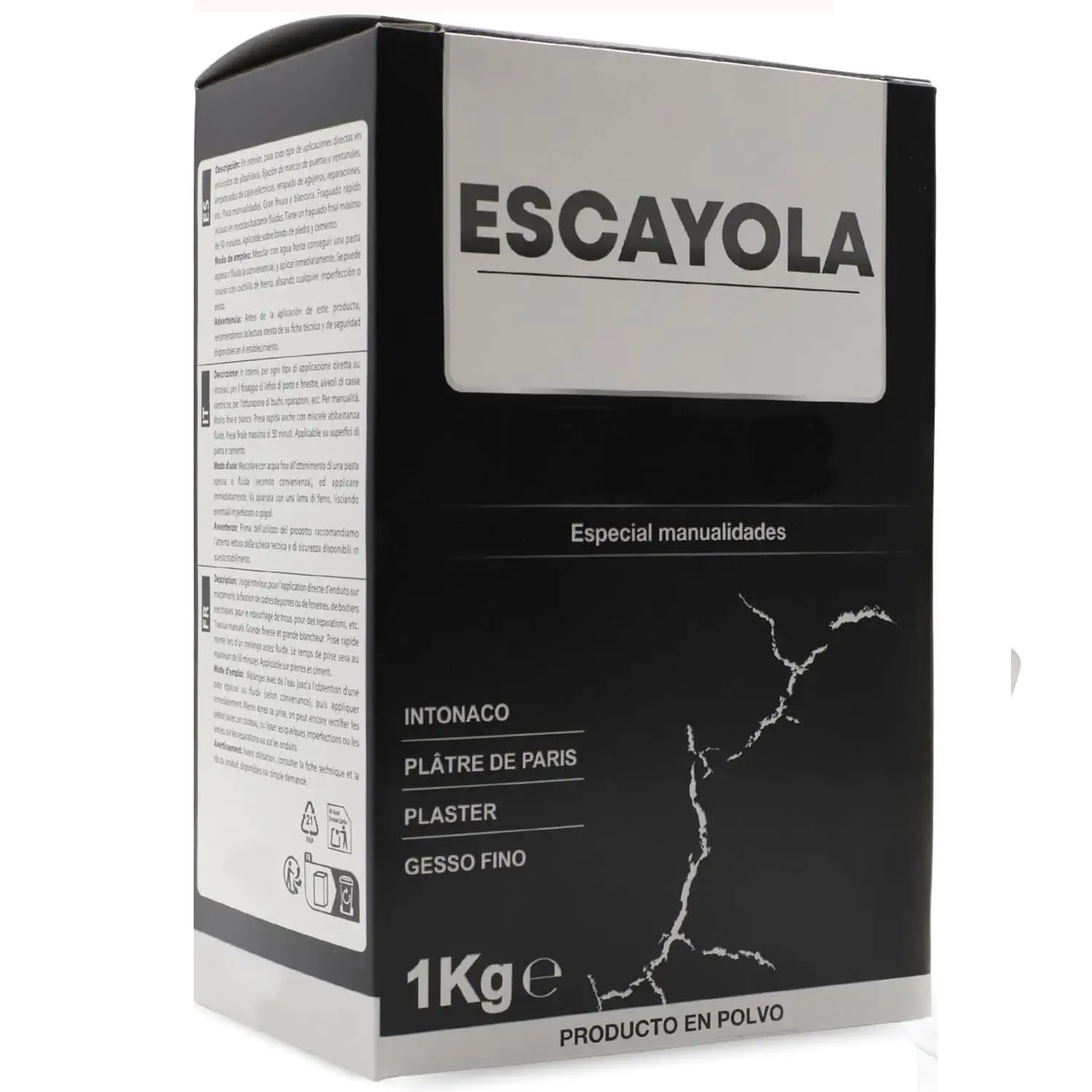 Pack 2 Escayola en Polvo 1 Kg Blanca para Moldear y Manualidades – Alta Calidad y Textura Fina – Fácil Mezcla con Agua – Fraguado Lento Mínimo 24h – Ideal para Moldes, Figuras, Esculturas, Relieves y