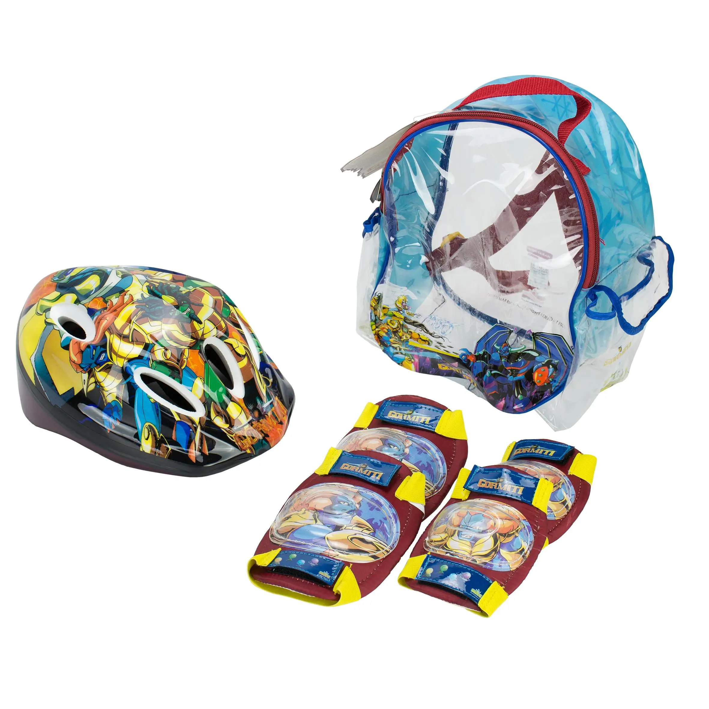 Mochila de Casco y Protecciones, con diseños exclusivos de Gormiti (8915) Incluye divertida mochila. Protecciones para rodillas y codos. Set para principiantes. Calidad al mejor precio. De acuerdo a
