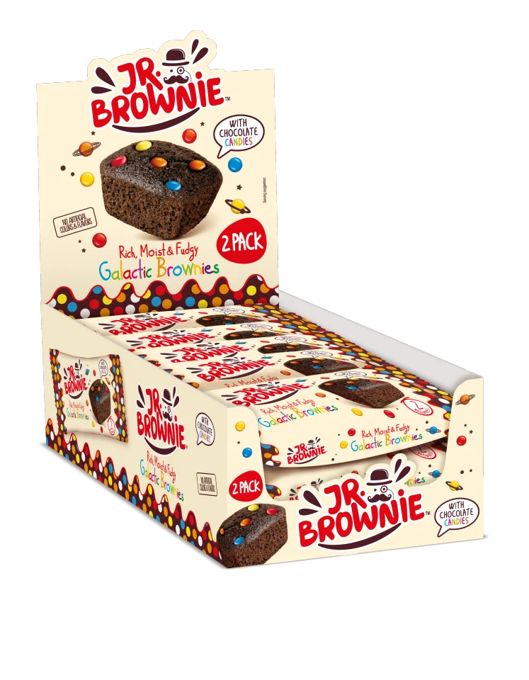 MR Brownie JR Galactic with Belgian Chocolate Choclate milk dragees, Microondable product. Try hot you dare!
