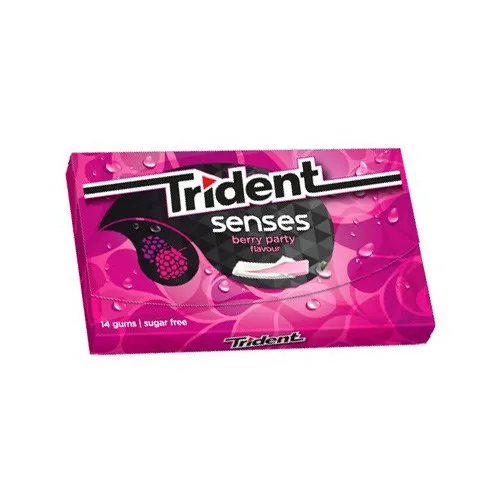 Trident senses sugar free chewing gum with tropical flavor peppermint berry watermelon 23g*12