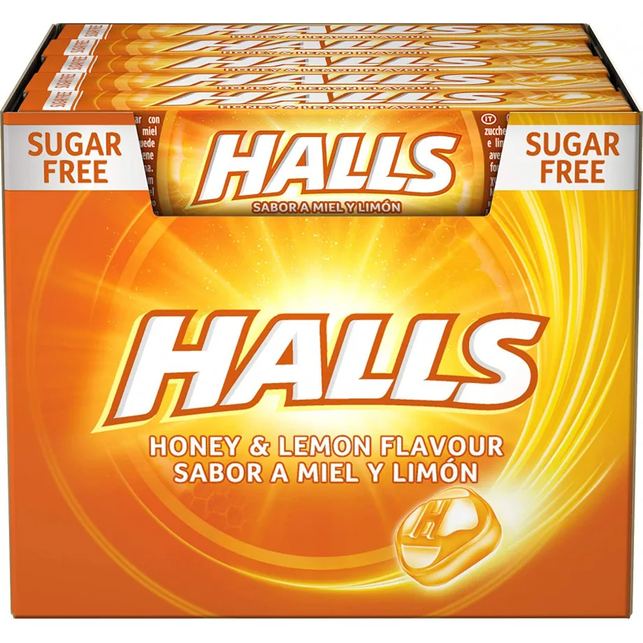 CARAMELOS HALLS MIEL Y LIMON SIN AZUCAR CAJA 20 UNDS