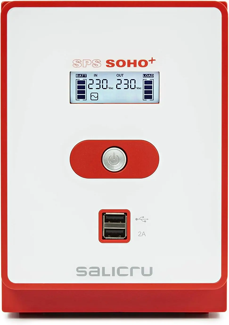 Salicru Sps Soho + Sai Line-interactive 1600 Va with dual Usb charger-continuous power supply (ups) (1600 Va, 960 W, 162 V, 290 V, 50/60, c13 coupler), red/white