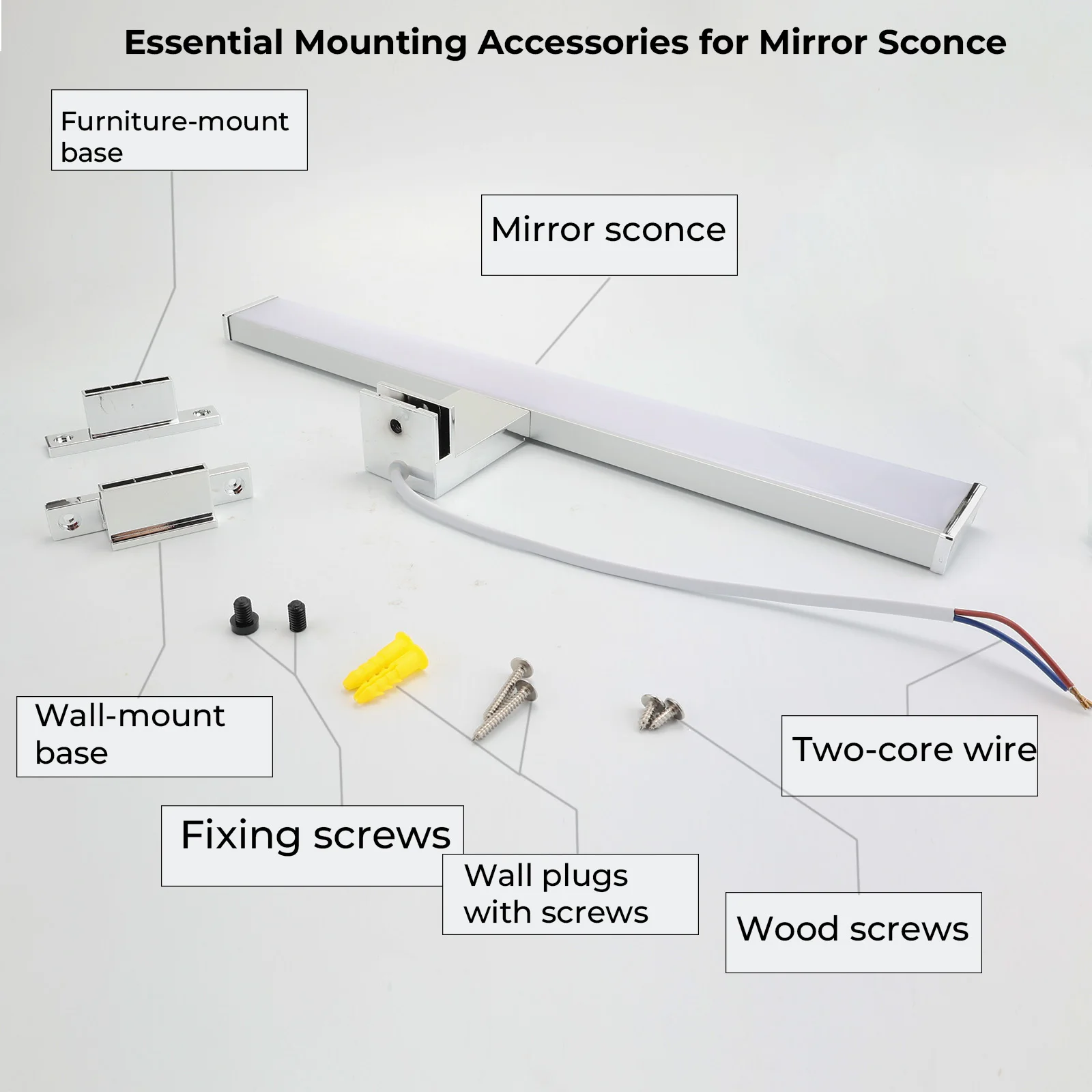 8W 40cm LED mirror alpinlight aluminum slim design IP44 4000K neutral white light