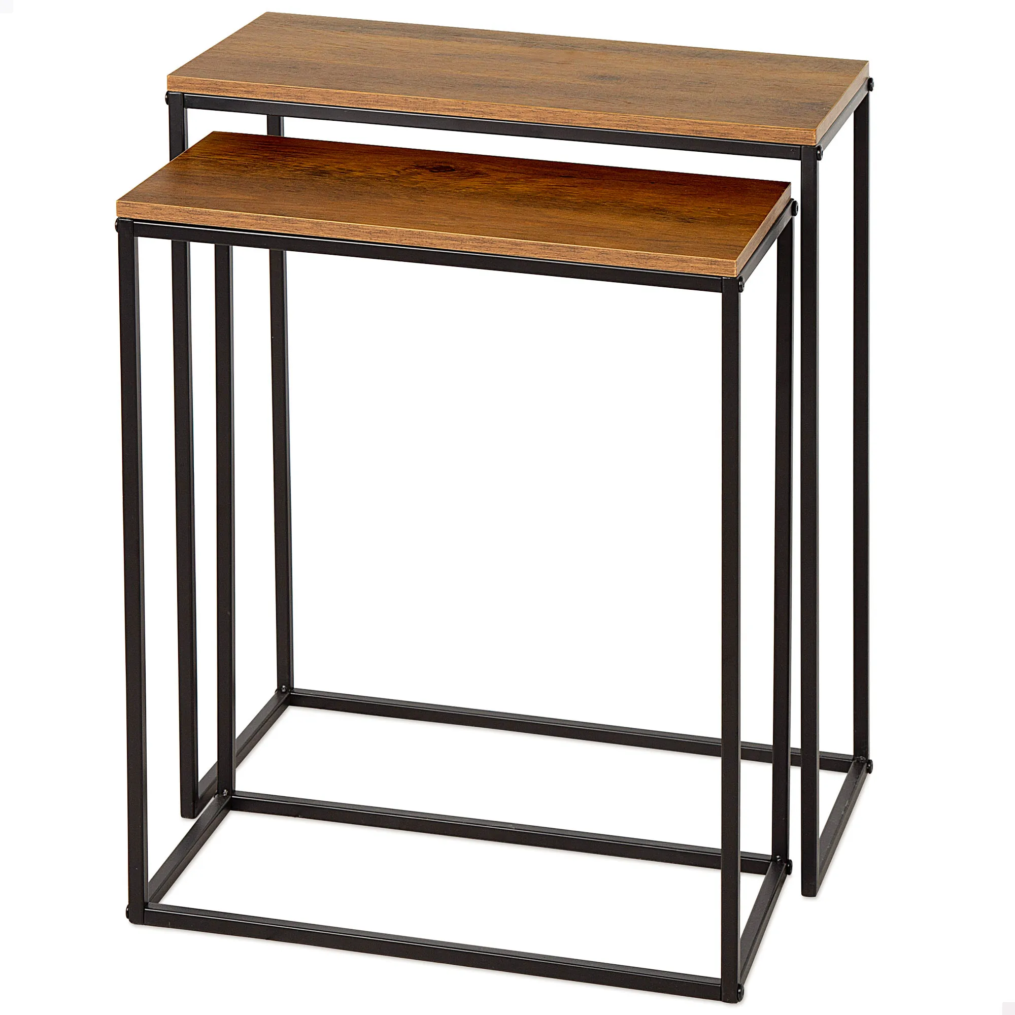 Max Home - Set 2 mesas auxiliares de nido, 50x25x60 cm y 45x22x55 cm, peso máximo soportado 5 kg, mesita cuadrada, cuadradas, mesitas auxiliares, decoración para salón, comedor, habitación, estructura