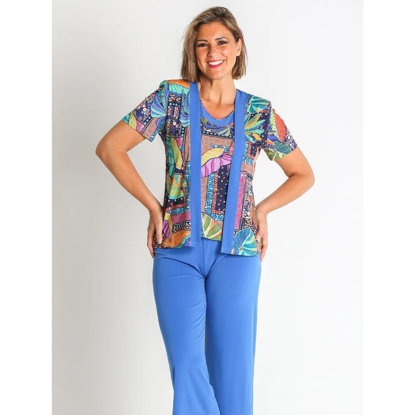 3670180 CONJUNTO SIMULADO ESTAMPADO PES. RECICLADO