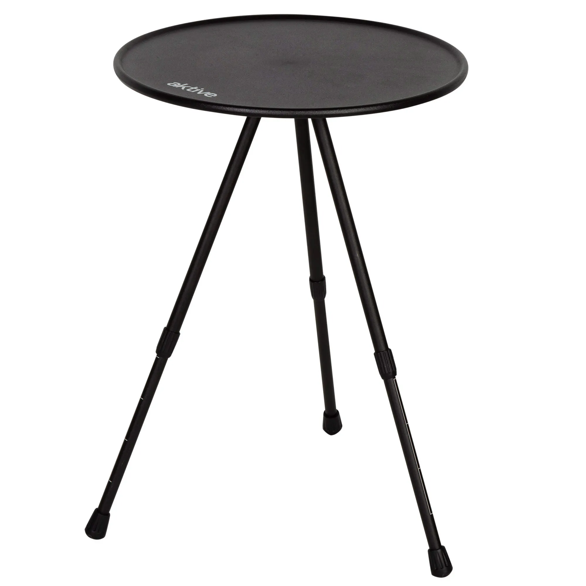 Aktive - Mesa camping plegable redonda Ø37 cm, altura regulable 35-55 cm, aluminio resistente, antideslizante, estructura ligera, incluye funda transporte, ideal playa, montaña o picnic