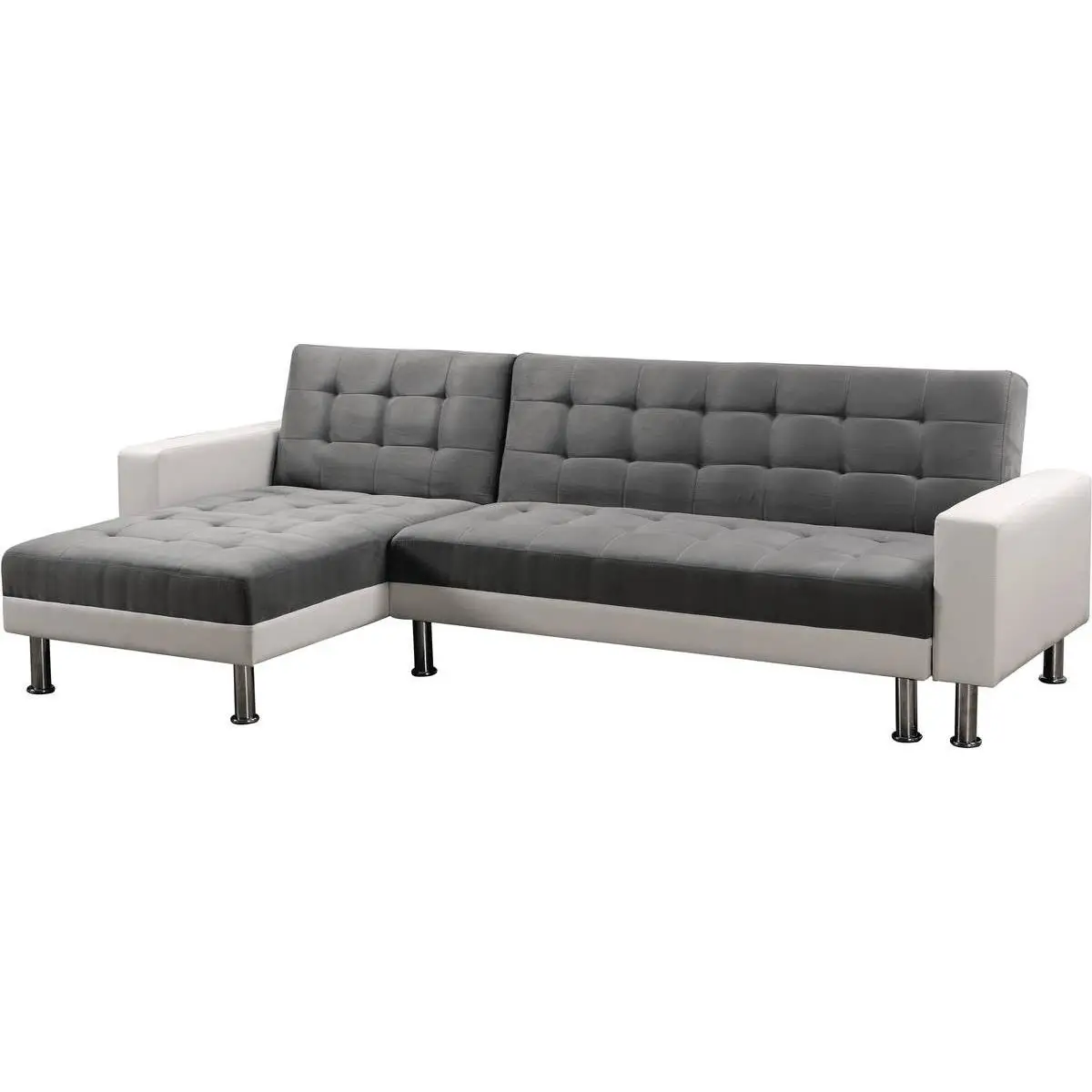 Habitat y Jardin - Sofá esquinero convertible y reversible "Theo" - 4 plazas - Blanco y gris