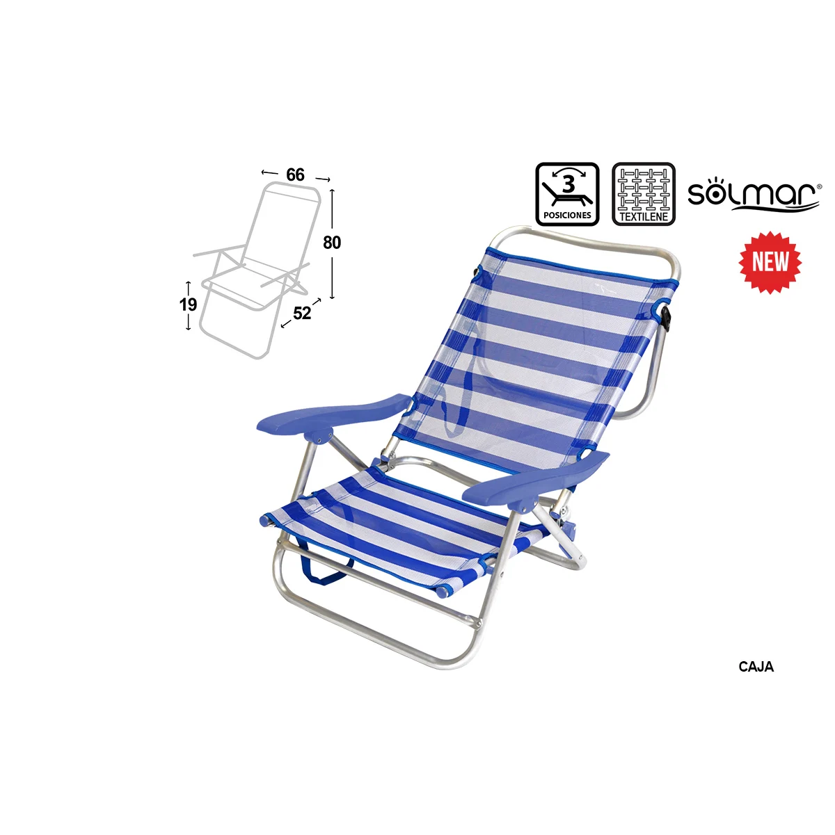 SILLA PLAYA HAMACA 4 POSIC ALUM RAYAS ARIEL
