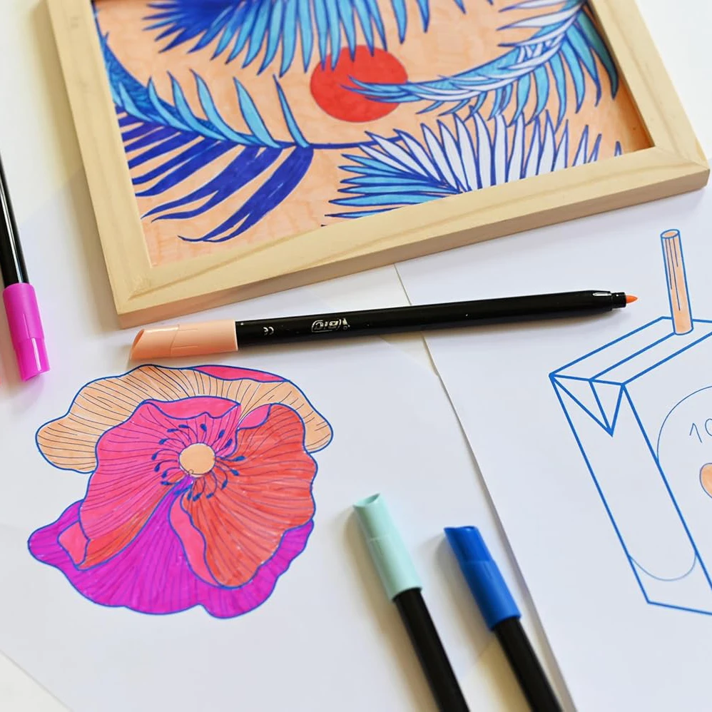 Bic intensity washable ink markers with water based and black body - pack of 24 colors