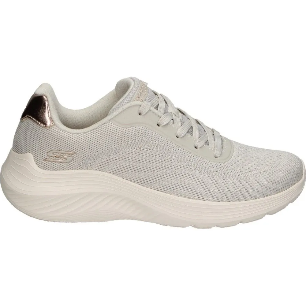 SKECHERS | Zapatillas Skechers Slip Ins Bobs Squad Waves para Mujer – Deportiva con Cuña en Color Blanco Sucio – Sneakers con Cordones – Plantilla Memory Foam – Transpirable – Modelo 117679-OFWT