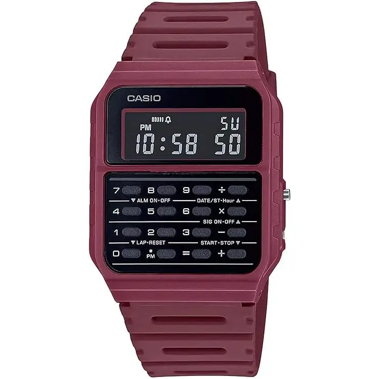 Casio Collection Retro man Digital watch with strap rubber CA-53WF Garnet