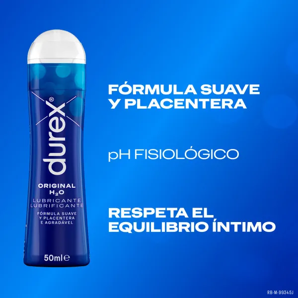Durex - Savings Pack Strawberry Flavor Lubricant 50 ml + Original H2O Lubricant 50 ml, silky texture and pH balanced, ideal for vaginal, anal, and oral use, enhances intimate comfort, enriched formula.