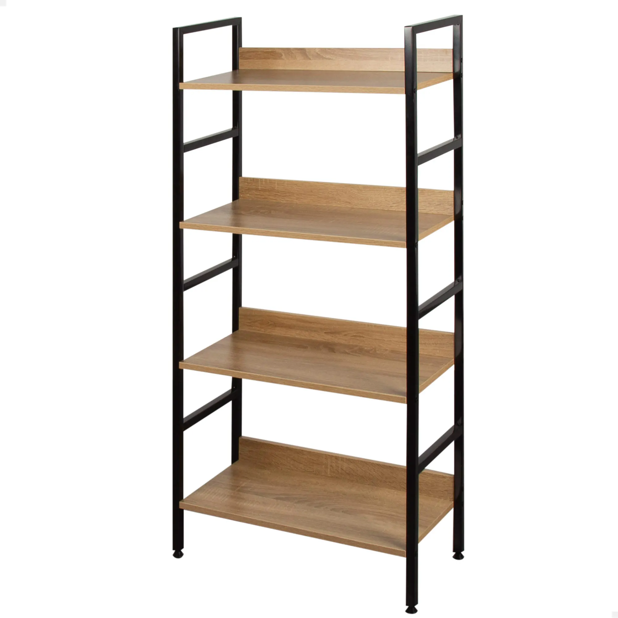 Max Home Storage Shelf, Black Steel and Wood, Easy Assembly, with Leveling System, Stable, Durable and Durable, Living Room Furniture, Shelves, Home Decoration, Bookcase, Multi-purpose, variety of measurements