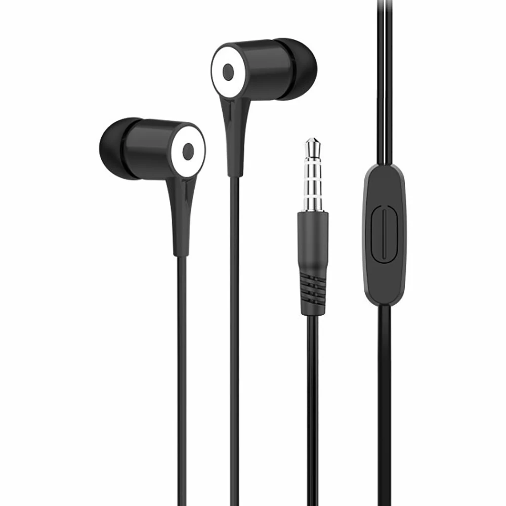 TEMCO Auriculares Intrauditivos con Microfono EA06 Negro Blanco, Auriculares de Odio Silicona con Cable, Auricular Estereo Extra Bass de Alta Calidad, com Cable de 1.2m. Auriculares para Movil, Play,