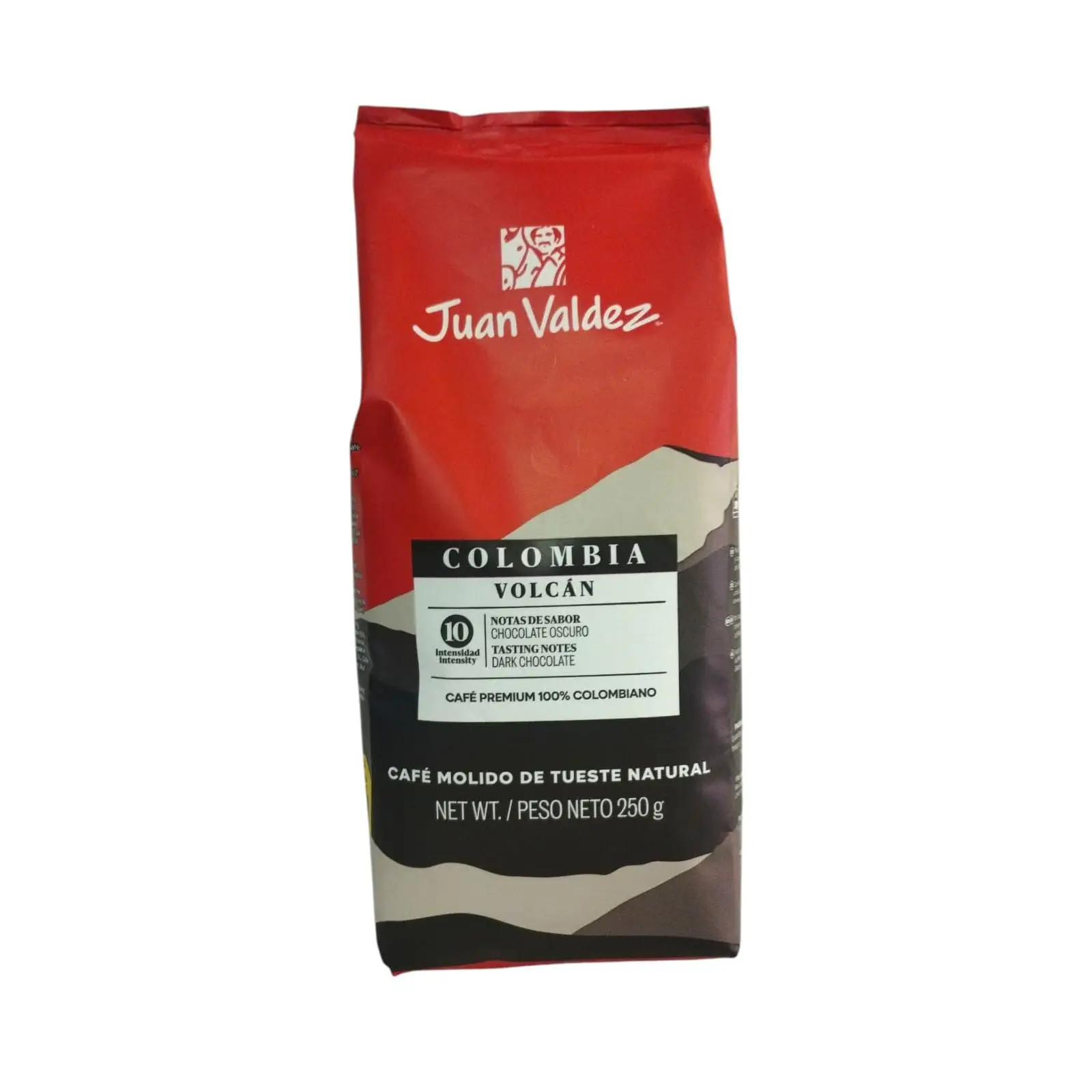 CAFE MOLIDO DE TUESTE NATURAL - JUAN VALDEZ - COLOMBIA VOLCAN NOTAS DE SABOR CHOCOLATE OSCURO  - 100% COLOMBIANO - 250 GRAMOS
