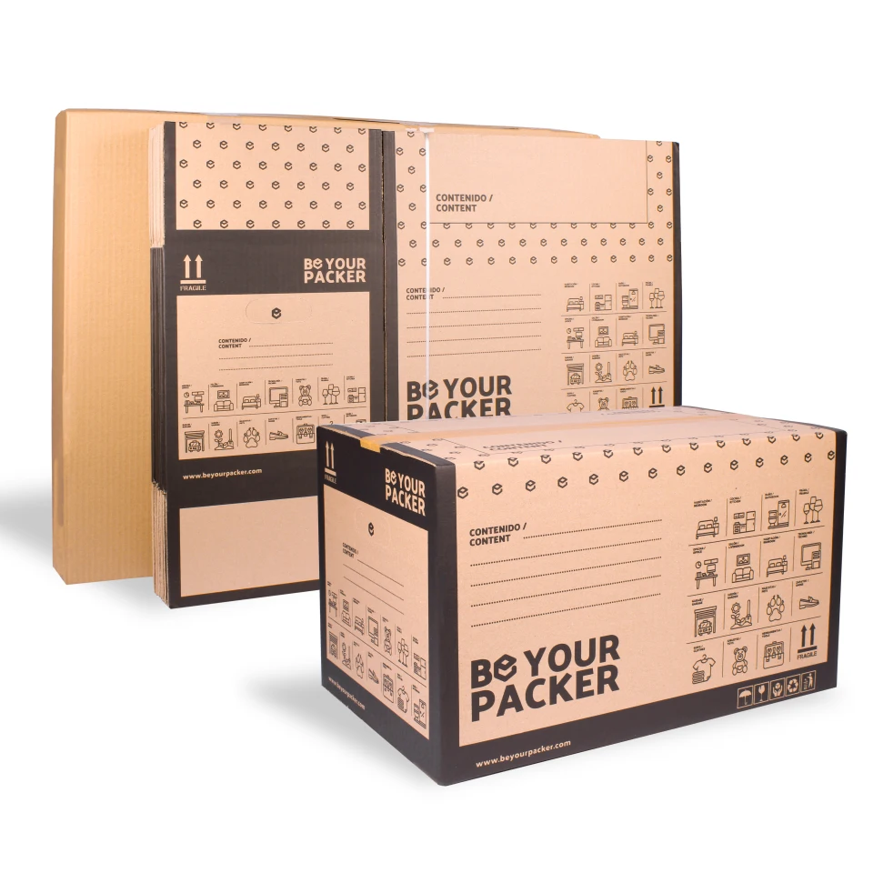 Cajas de Cartón Pequeñas para Mudanza y Almacenaje 43x30x25 cm | Pack de 10 | Be Your Packer | Cajas de Embalaje de Mudanza y Almacenamiento de Cartón con Asas Reforzadas, y Resistentes | Cajas de