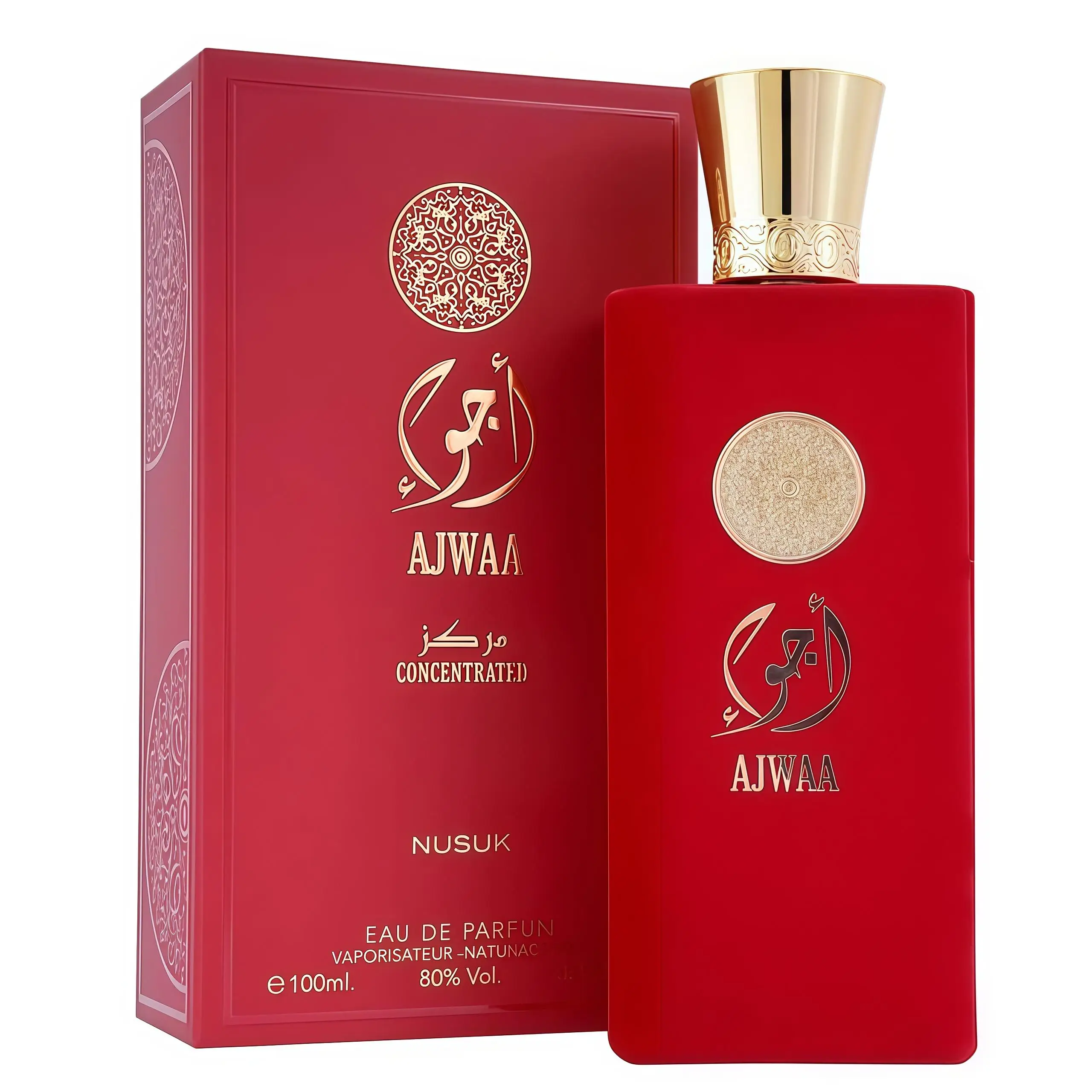 Ajwaa Red concentrated Nusuk 100ml Perfume Unisex Elegante y Versátil para Hombres y Mujeres Aroma Duradero y Atractivo