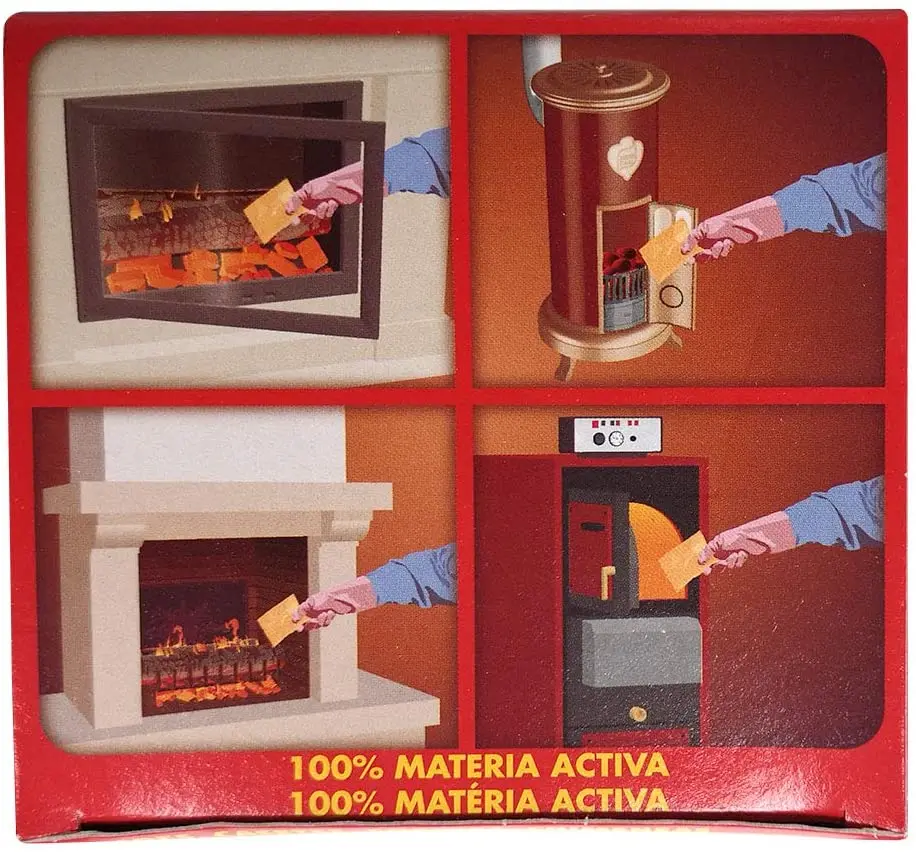 Chimney Sweep for continuous cleaning and maintenance of stoves and fireplaces in box of 14 units, antisoot pellet and firewood
