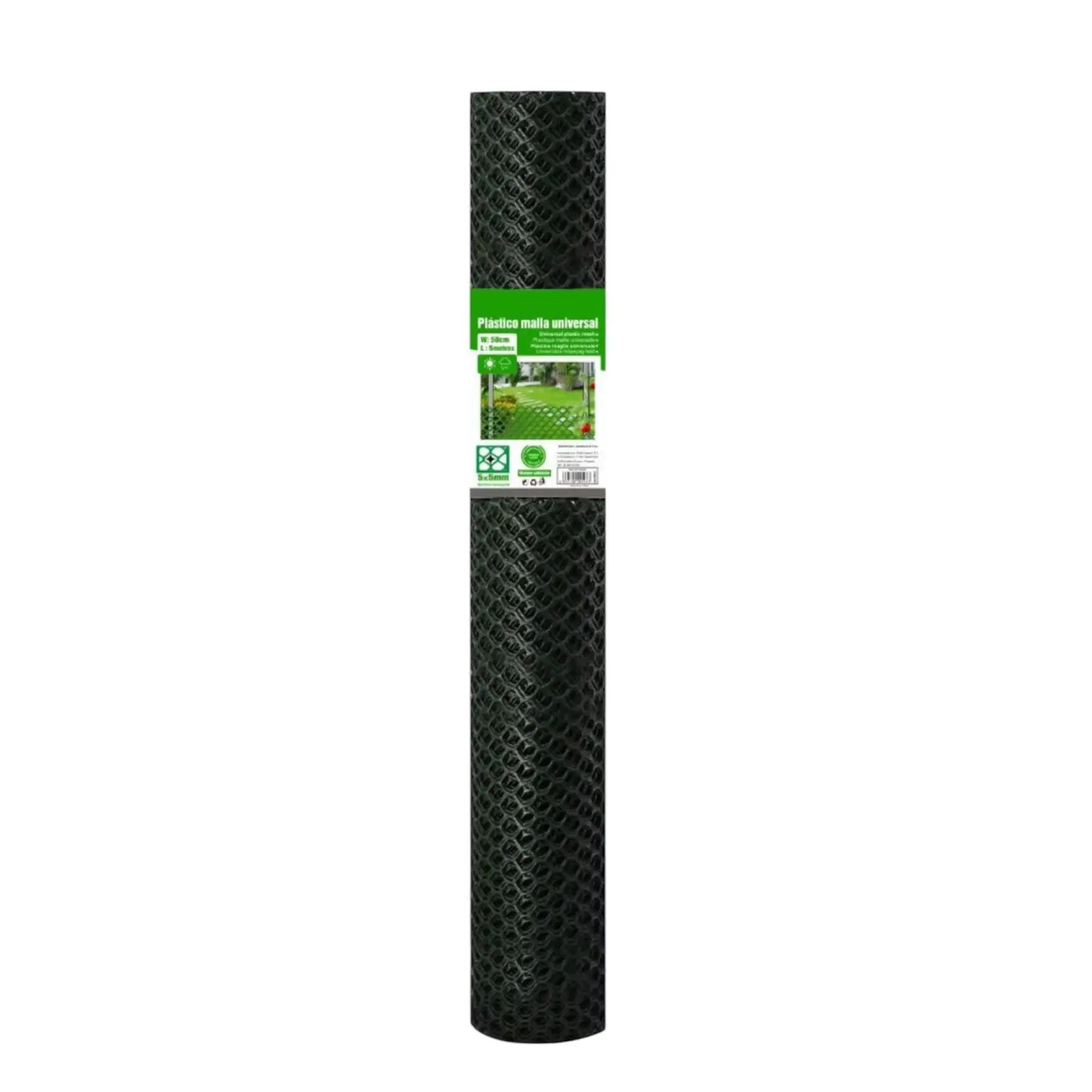 Mallas de cuadrados plásticos para jardinería y protección-Mallas jardineras para enredaderas- Rollos de 1x5m (5mm, Verde oscuro)