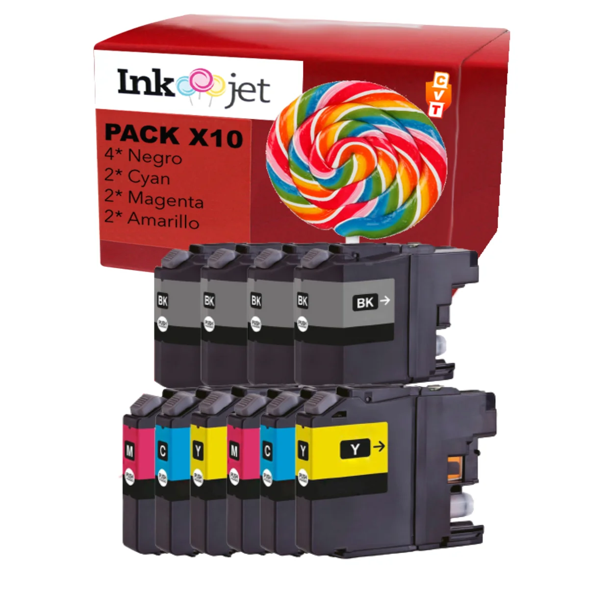 Brother Compatible Pack 10 ink cartridges LC223BK/C/M/and high quality