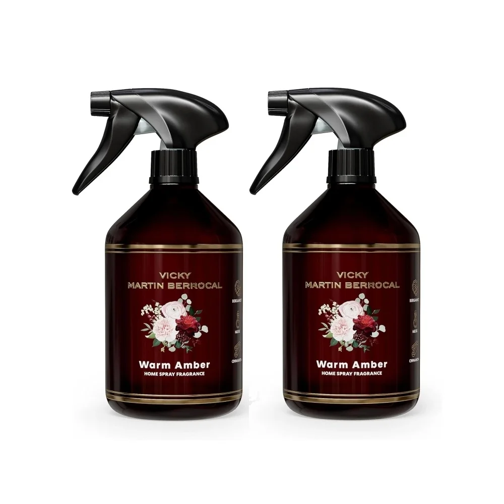 Spray Ambientador Vicky Martin Berrocal Warm Amber 500 ml (Paquete de 2) - Perfume para el hogar, Sensación unica, Alta calidad, Fragancia Premium