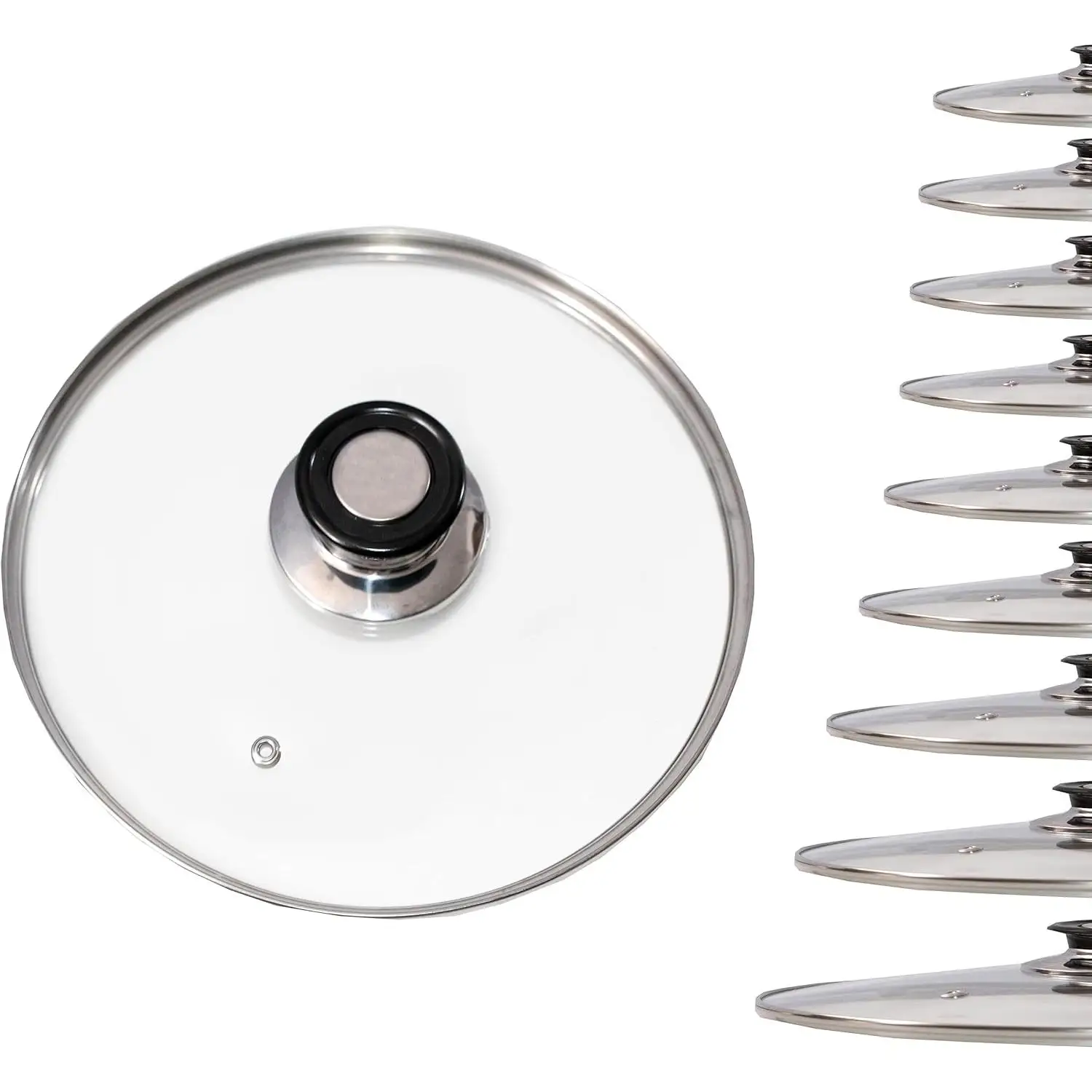 C.A - Tapa de cristal universal para sartenes y ollas de diversas medidas - Tapa redonda de cristal con mango de plástico - Disponible en diámetros de 14 a 34cm Ø