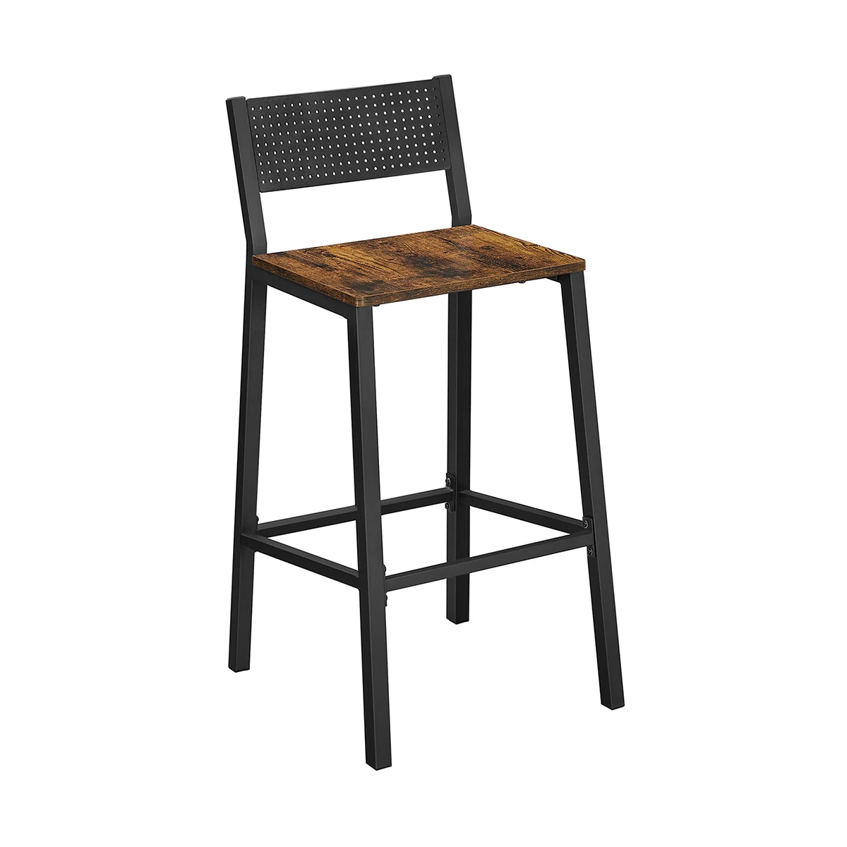 VASAGLE Taburete de Bar, Juego de 2, Taburetes Altos de Cocina, para Cocina, Comedor, Oficina, Estilo Industrial, Marrón Rústico y Negro/Beige Roble y