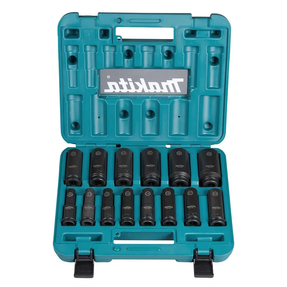 MAKITA E-16586 - Estuches de llaves de vaso Impact Black, 1/2", 14 pcs