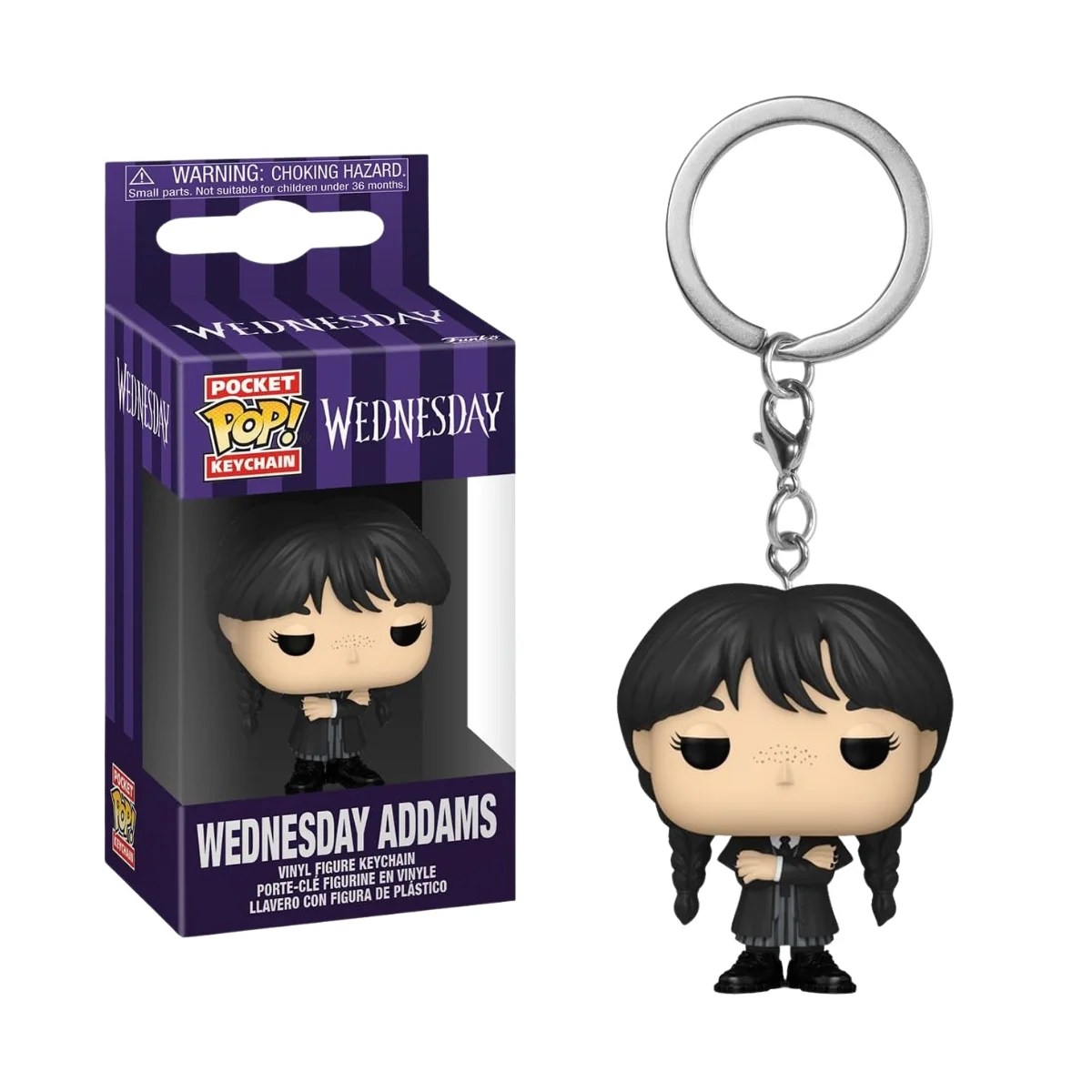 FUNKO POP! KEYCHAIN MIÉRCOLES ADDAMS, 86677, LLAVERO, TIENDA CON LICENCIA OFICIAL, ENVÍOS EN 24-48 HORAS PENÍNSULA, JUGUETE, FIGURA, MUÑECO, CABEZÓN, NETFLIX, SERIE