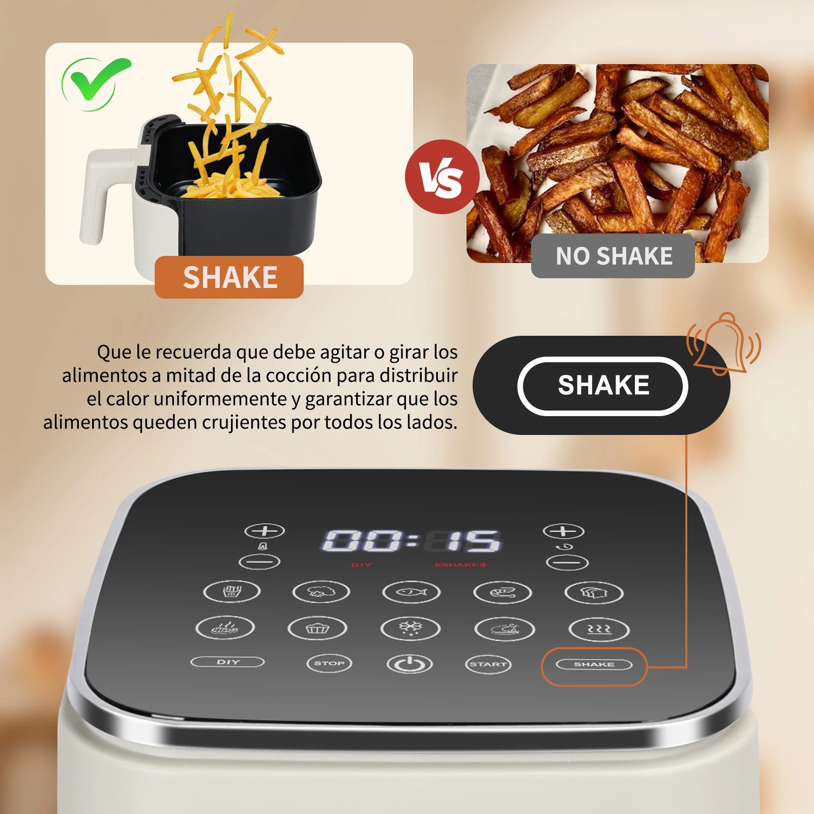 AIGOSTAR LED Touchscreen Air Fryer, 2L Capacity, 1200W, Non-Stick, with 10 Automatic Programs for Oil-Free Cooking and Efficient Air Circulation.