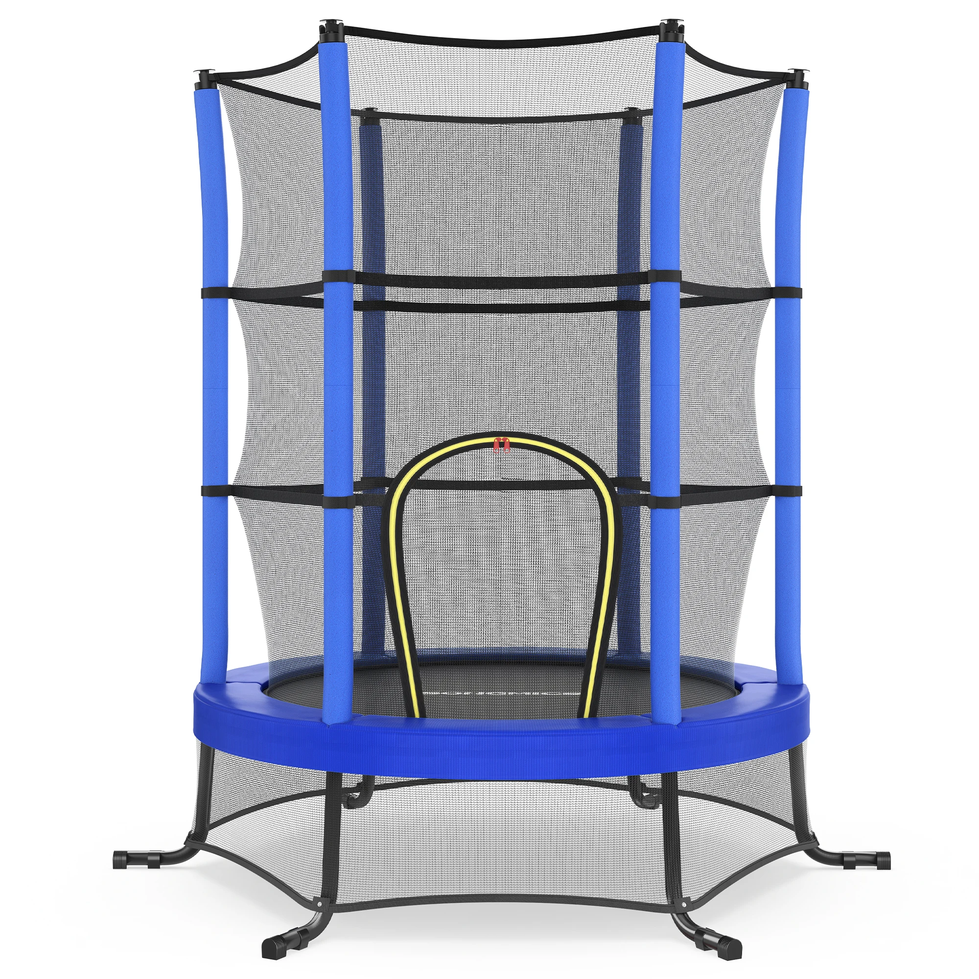 SONGMICS  Cama Elástica Infantil con Red de Seguridad y Cuerdas Elásticas, para Interior y Exterior, 174 x 174 x 189 cm, Azul/Rosa/Multicolor